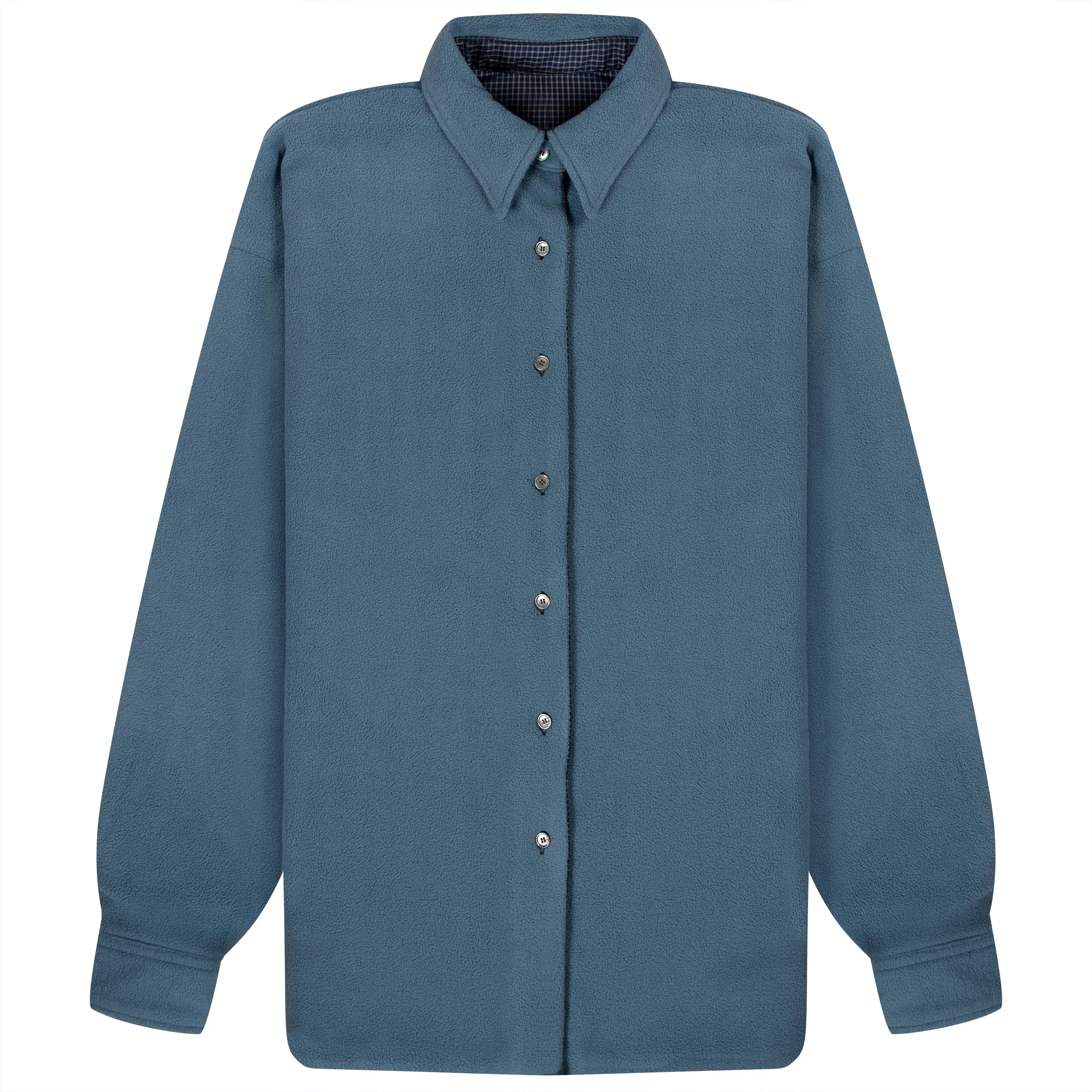 Acne Studios Check Reversible Fleece Jacket Dark Blue - Image 2