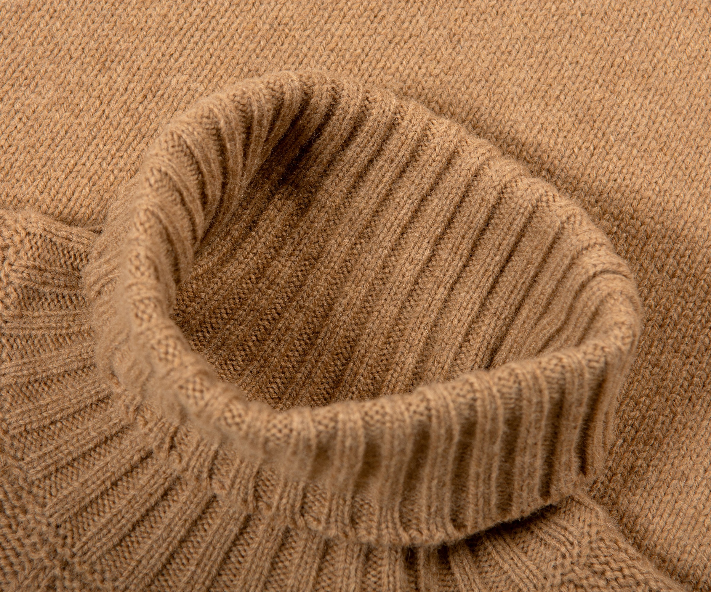 Canali Mixed Wool Jacquard Motif Turtleneck Camel - Image 2