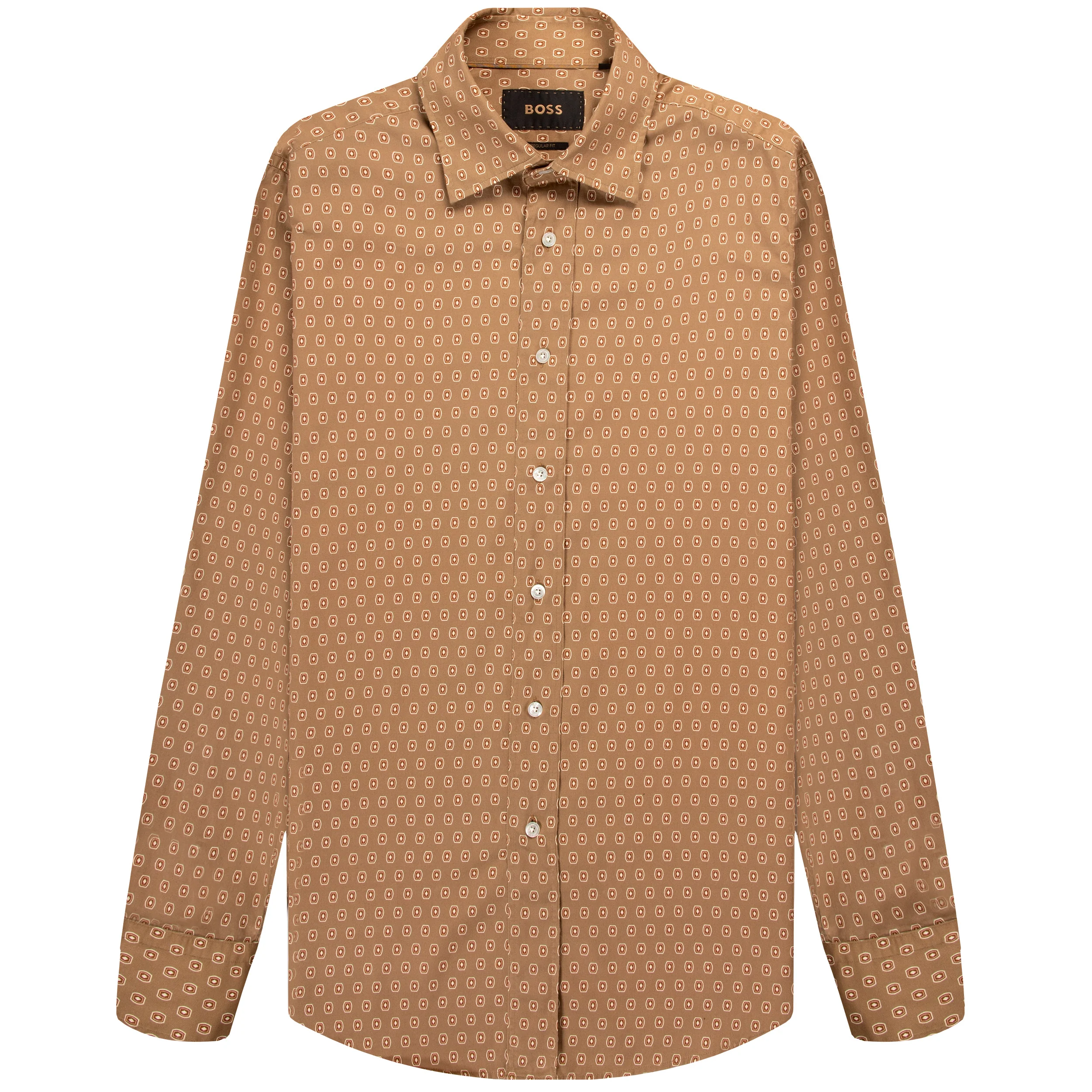 HUGO BOSS BOSS L-JIM-KENT Madallion Patterned Shirt Beige