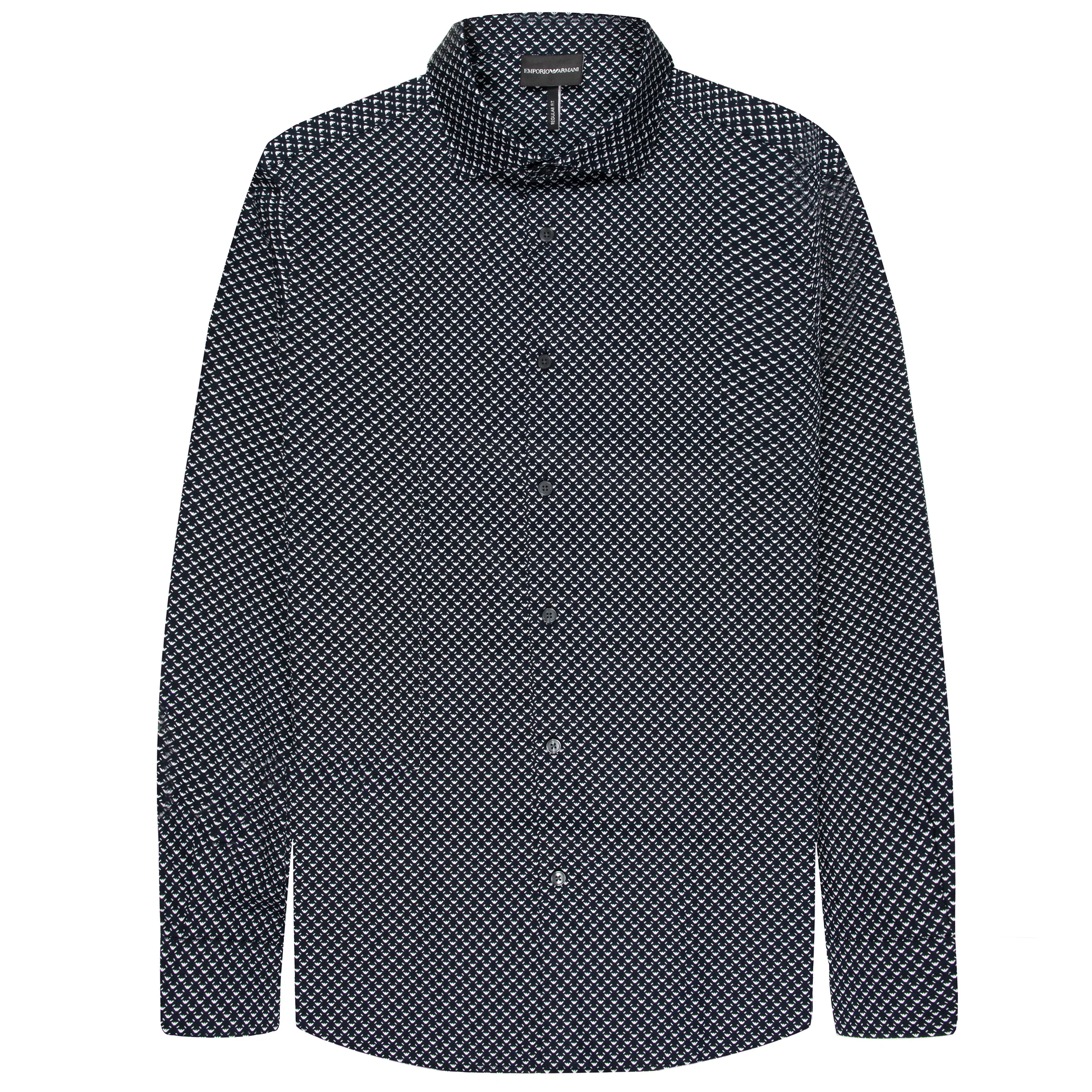Emporio Armani Multi Eagle Patterned Shirt Navy/White
