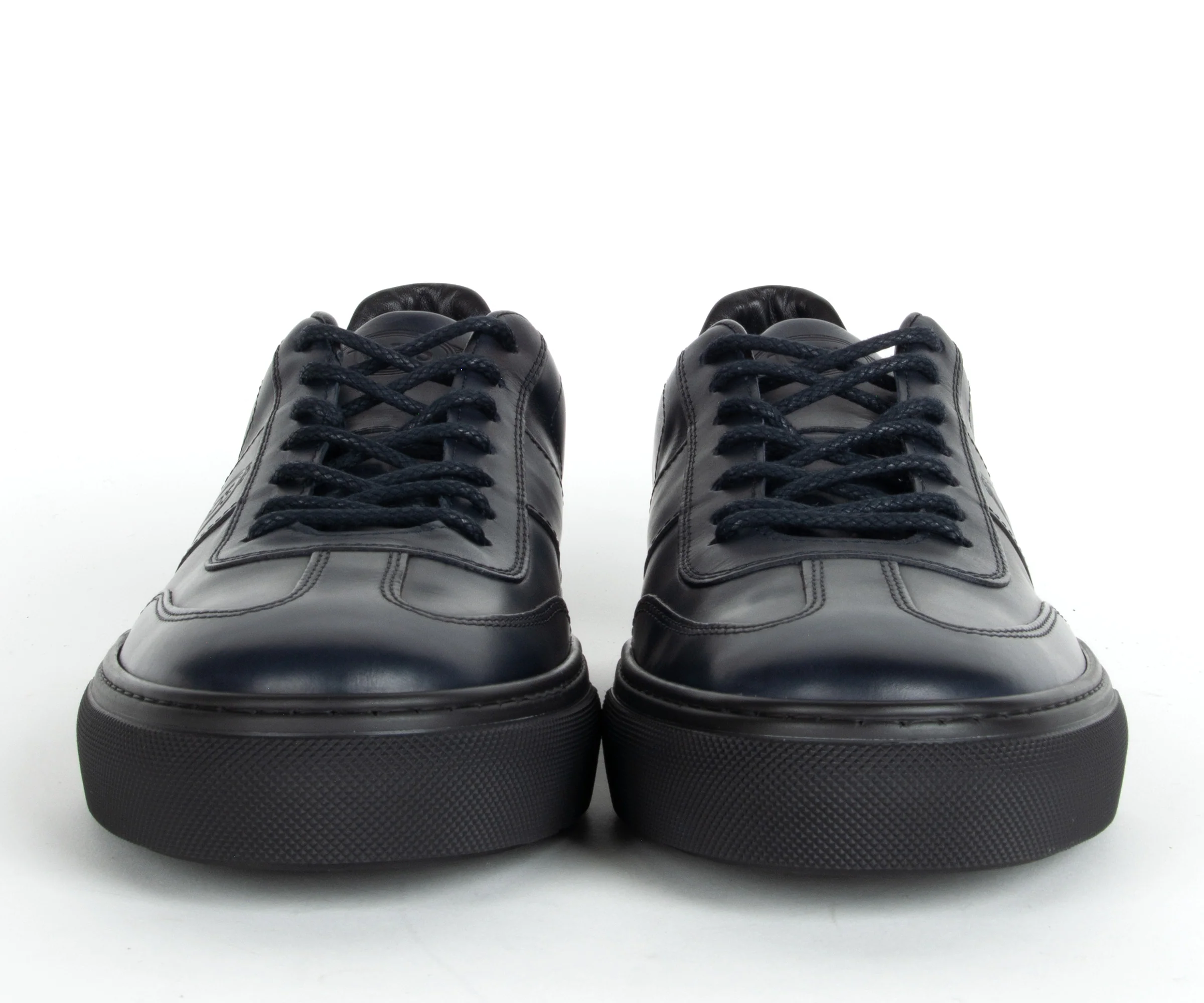 Tods Allacciata Leather Trainers Dark Navy - Image 2