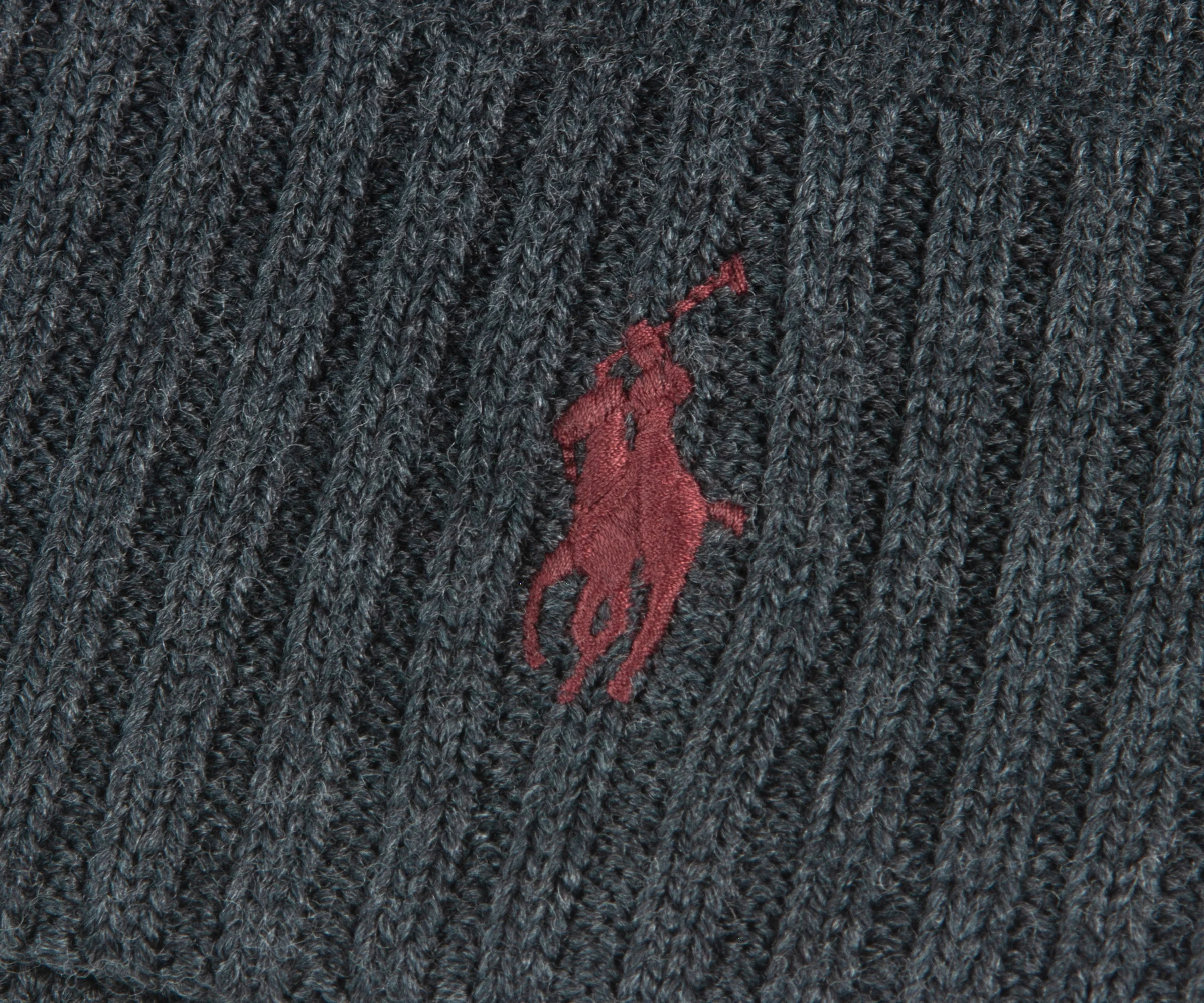 Ralph Lauren Signature Pony Wool Beanie Dark Granite Heather - Image 2