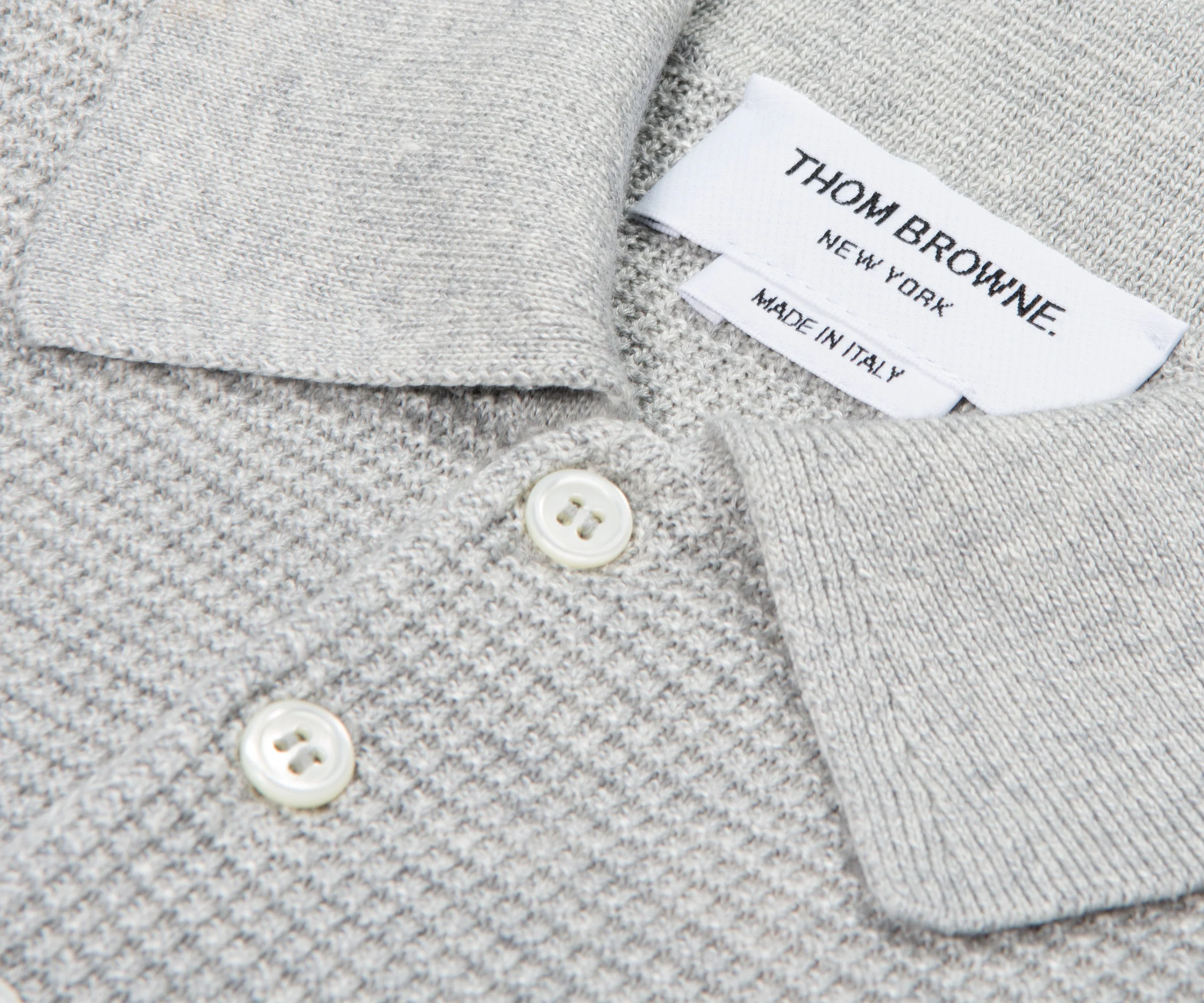 Thom Browne Linen Cotton 4-Bar Relaxed Fit Polo Grey - Image 2