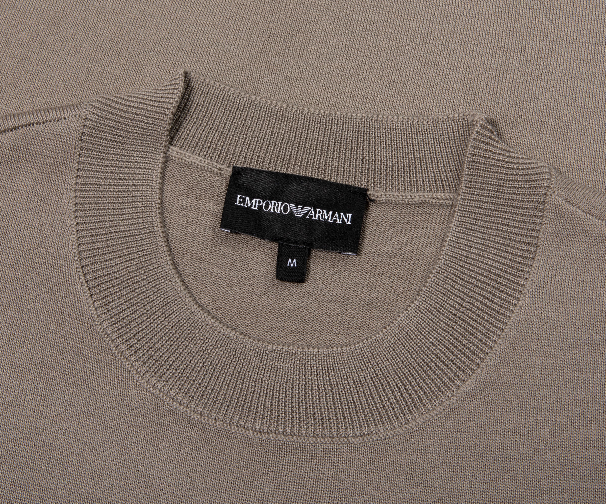 Emporio Armani Embroidered Logo Knitted Sweater Driftwood Fog - Image 2