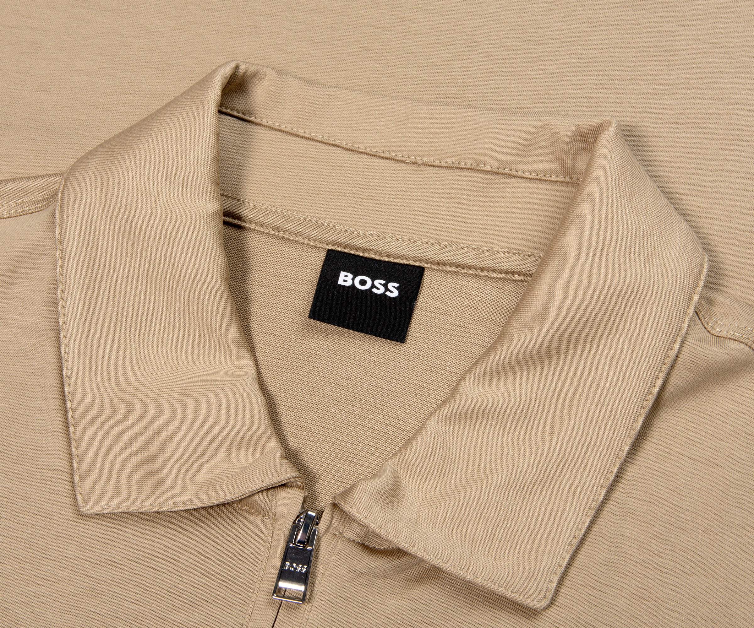 BOSS H-Paras Zip Up SS Polo Beige - Image 2