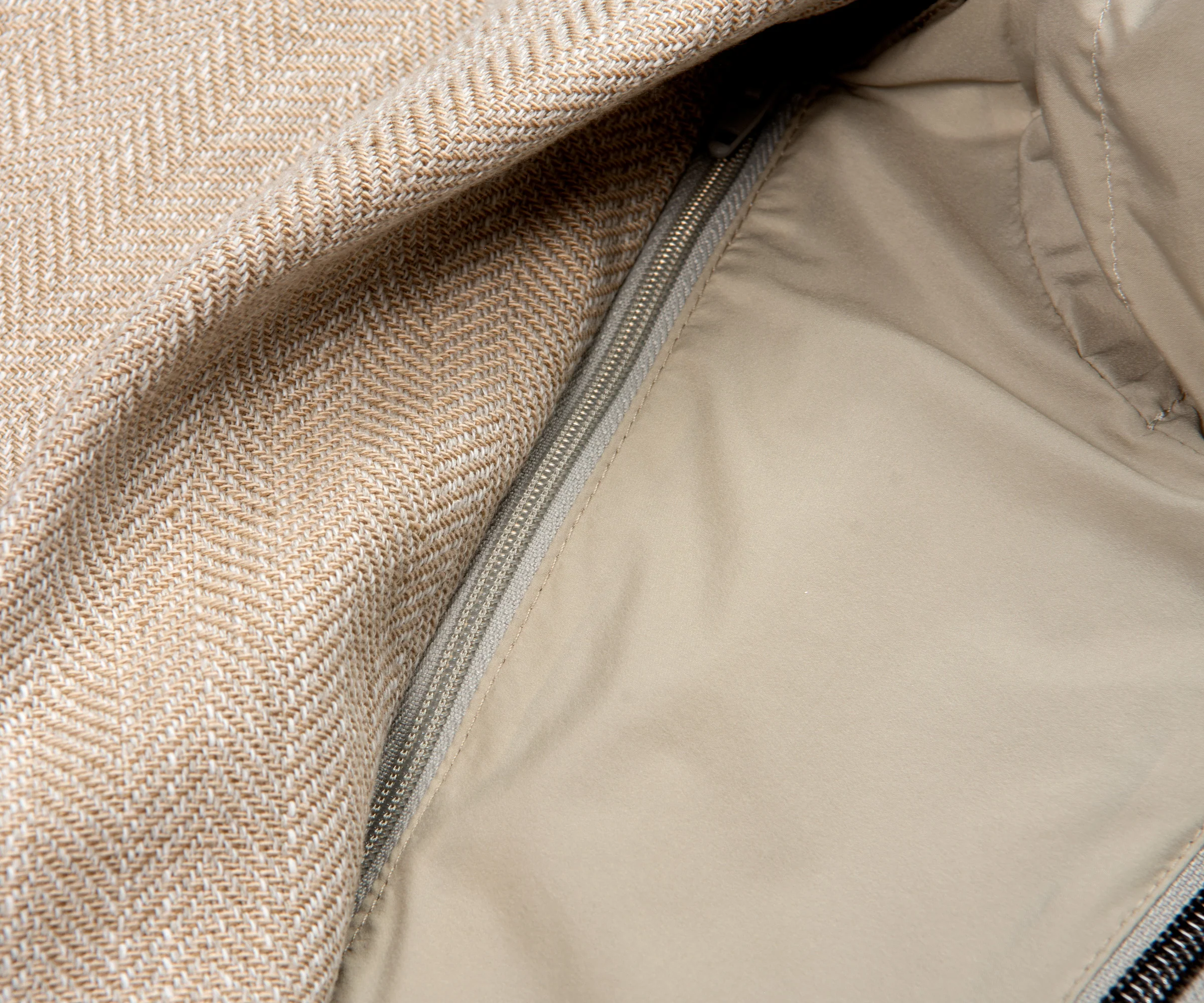Herno Linen Blazer With Nylon Removable Hood Beige - Image 4