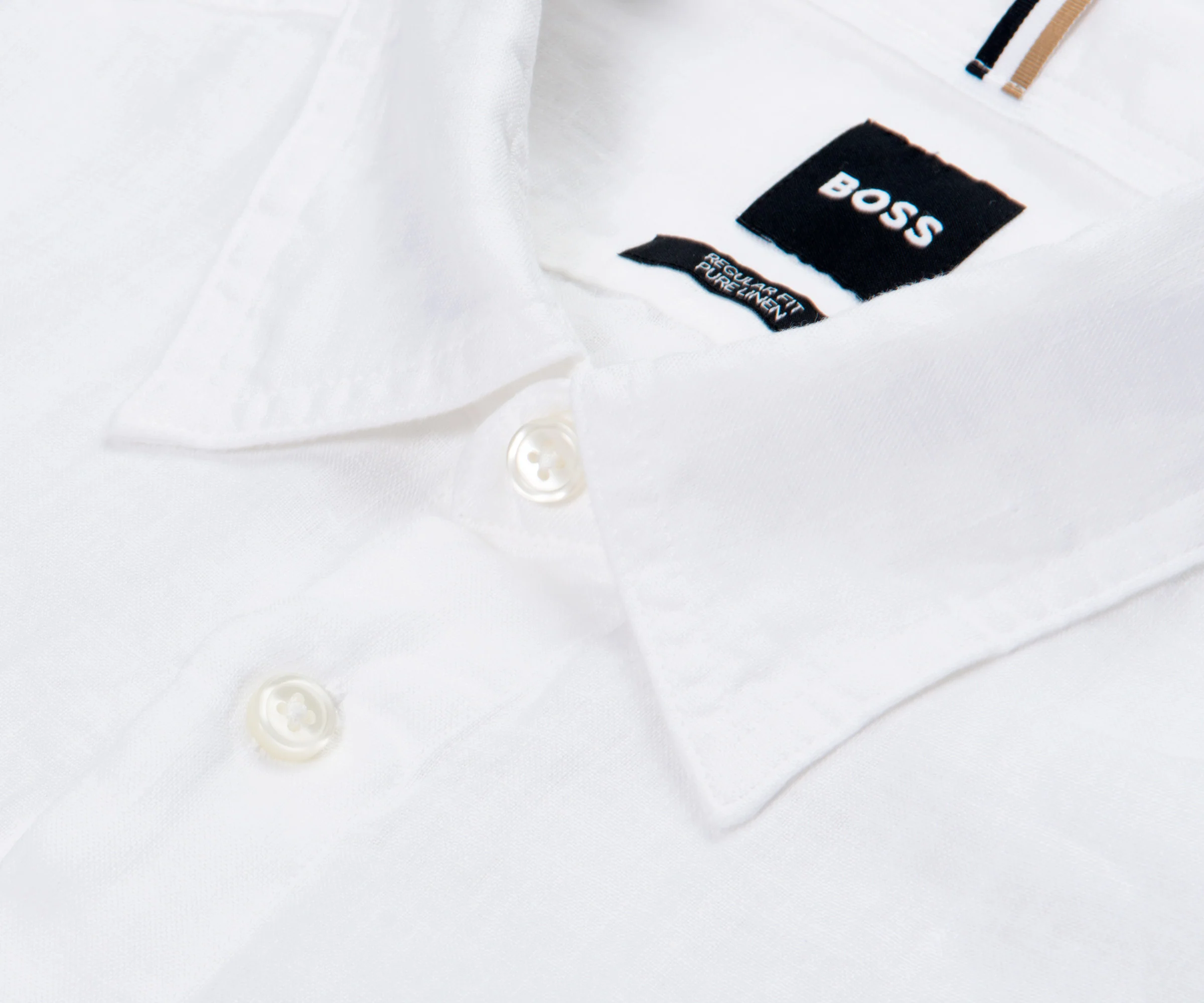 BOSS H-Liam Linen Double Pocket LS Shirt White - Image 3