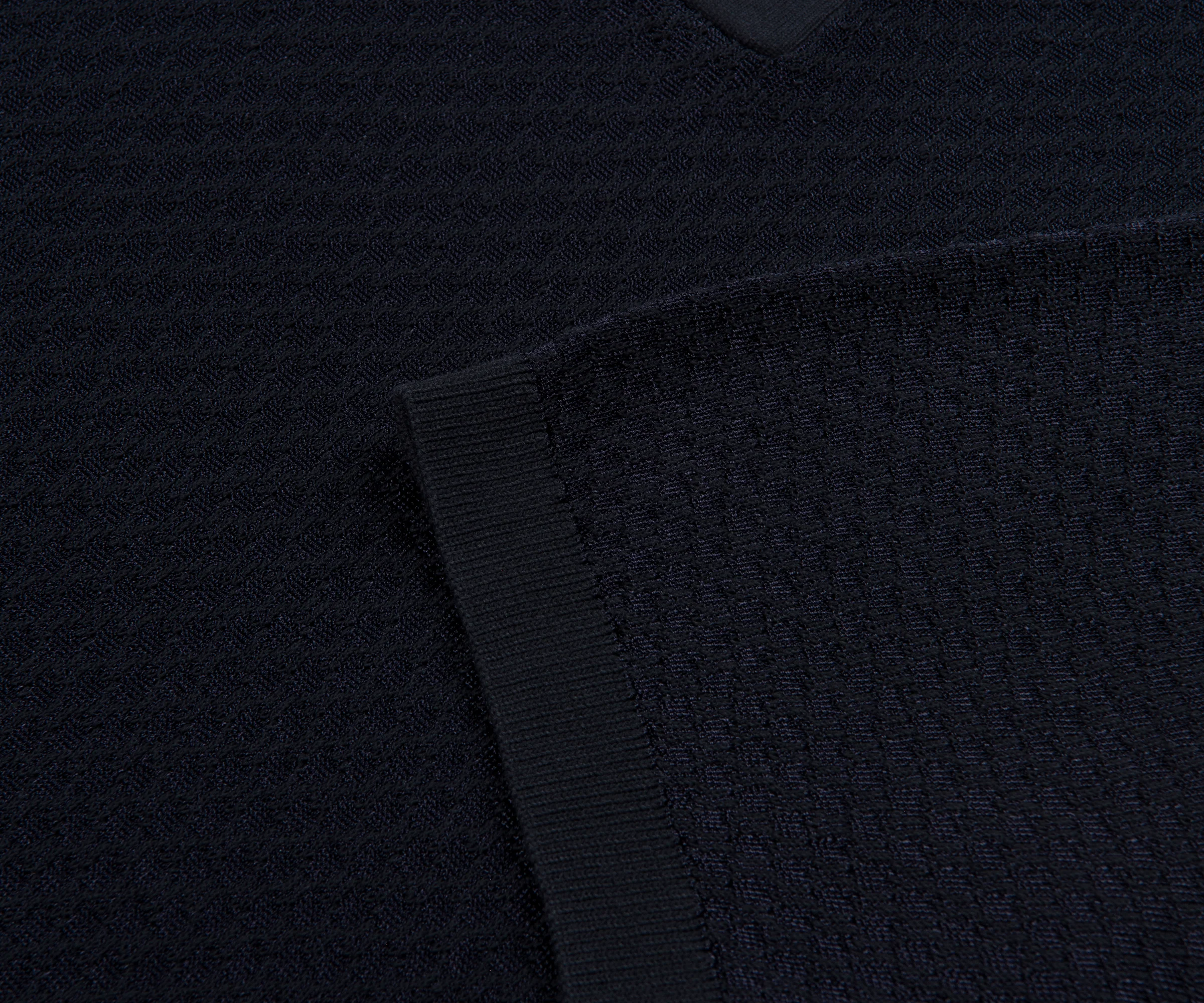 Emporio Armani Textured Cotton SS Polo Navy - Image 4