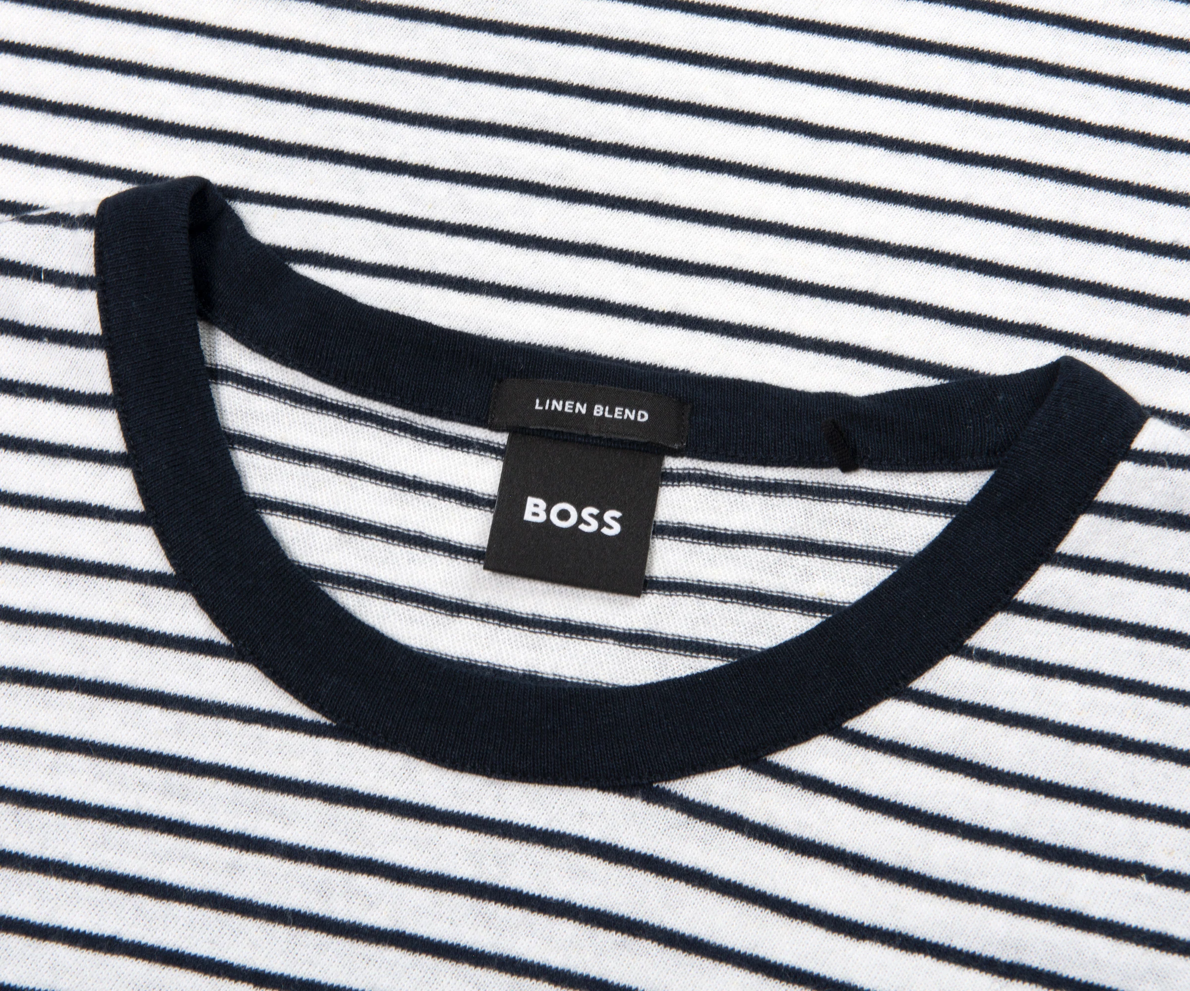 BOSS H-Taut Striped Soft T-Shirt Navy/White - Image 2