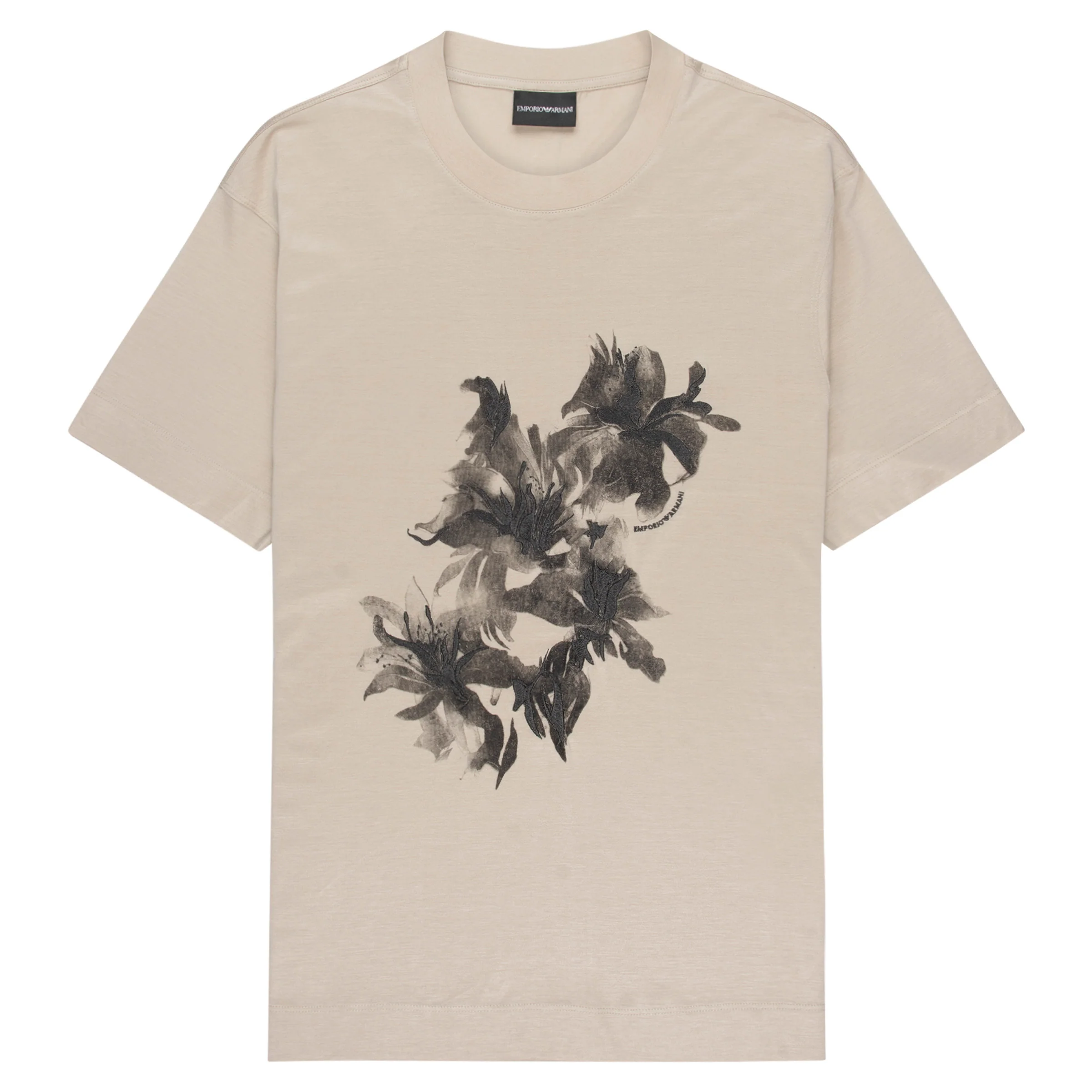 Emporio Armani Floral Printed T-Shirt Silver