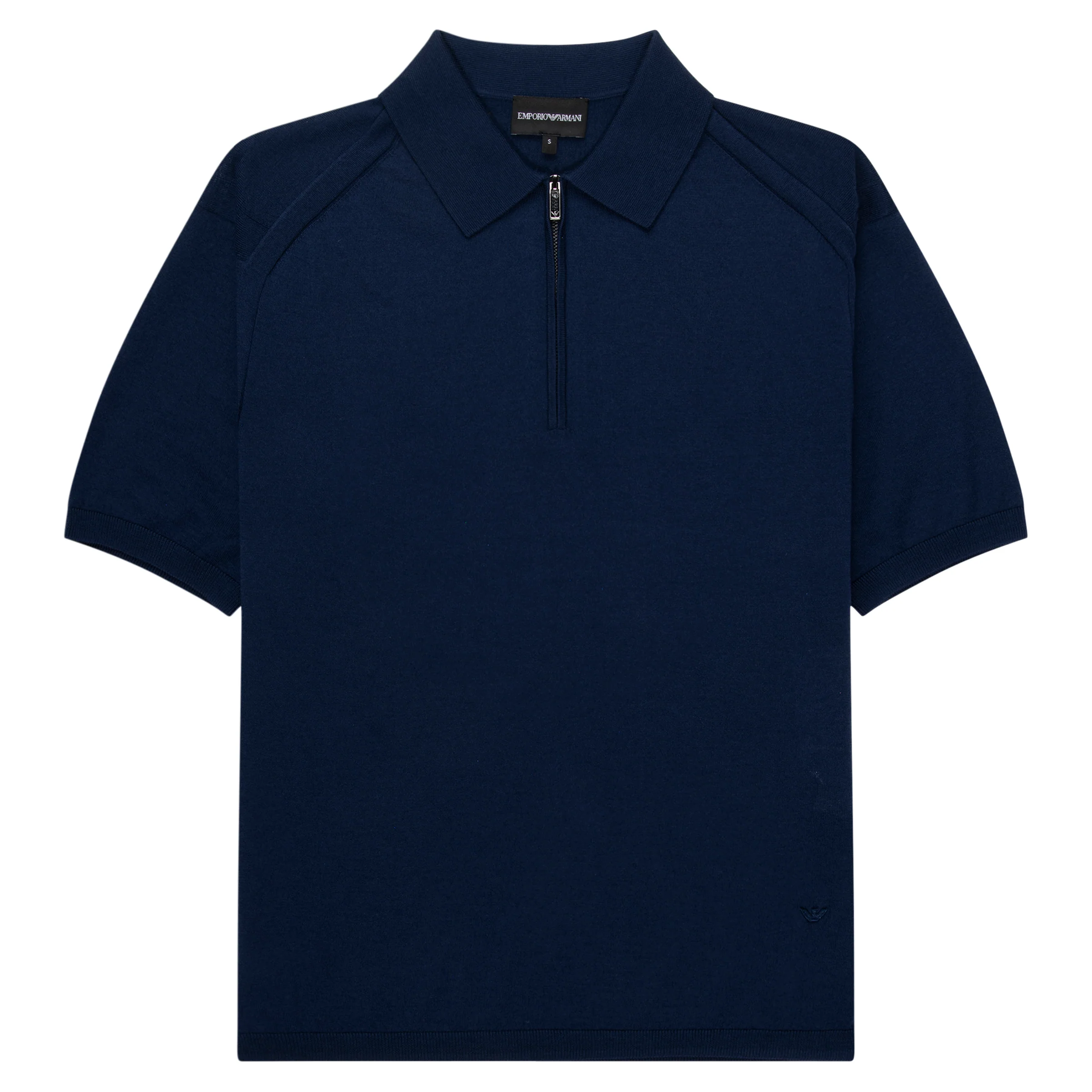 Emporio Armani Blue Knitted SS 1/4 Zip Polo