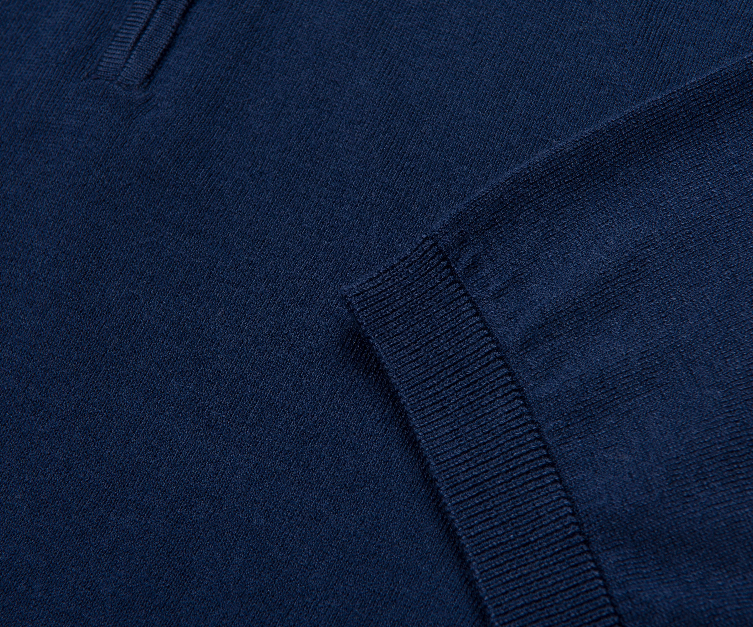 Emporio Armani Blue Knitted SS 1/4 Zip Polo - Image 5