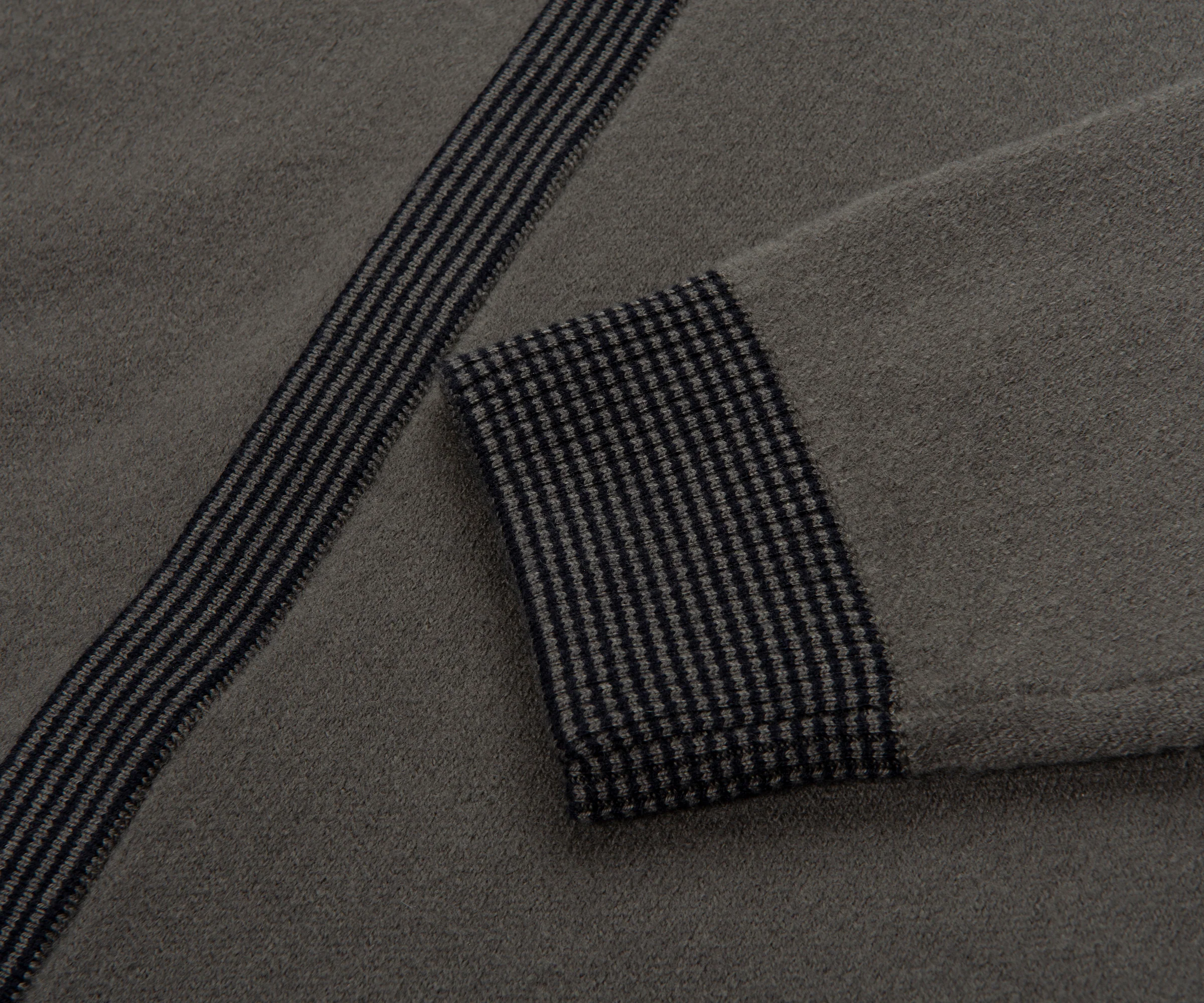 Emporio Armani Khaki Woolen Trim Detailed Full Zip Cardigan - Image 4