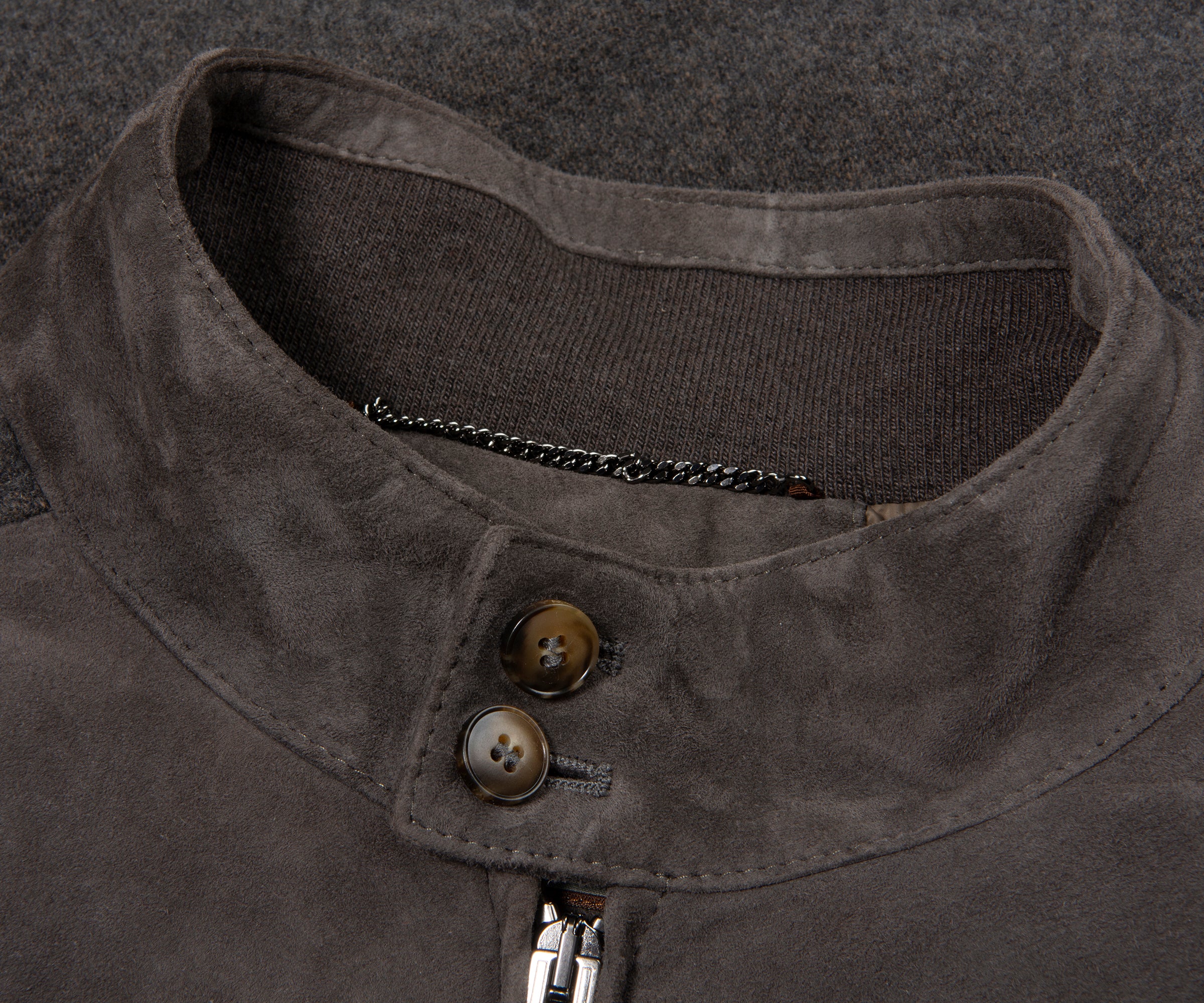 Canali Brown Hybrid Suede/ Wool Bomber Jacket - Image 2
