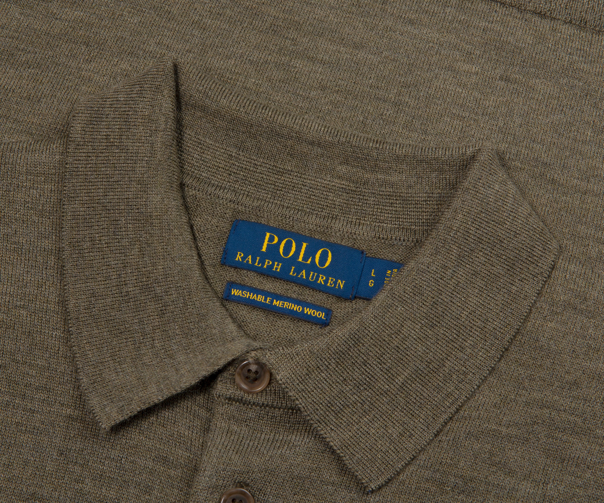 Ralph Lauren Green Merino Wool L/S Polo - Image 2