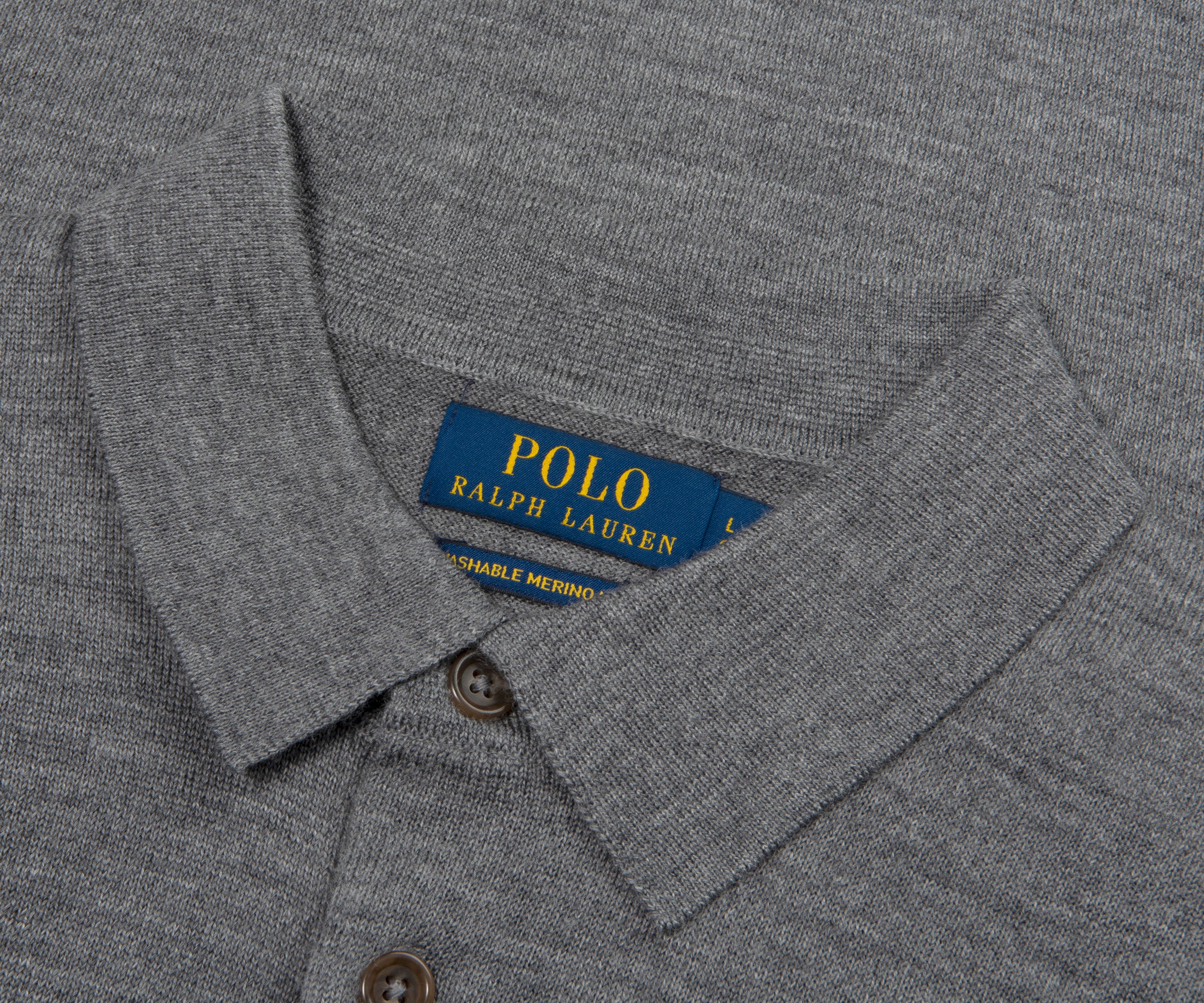 Ralph Lauren Grey Merino Wool L/S Polo - Image 2