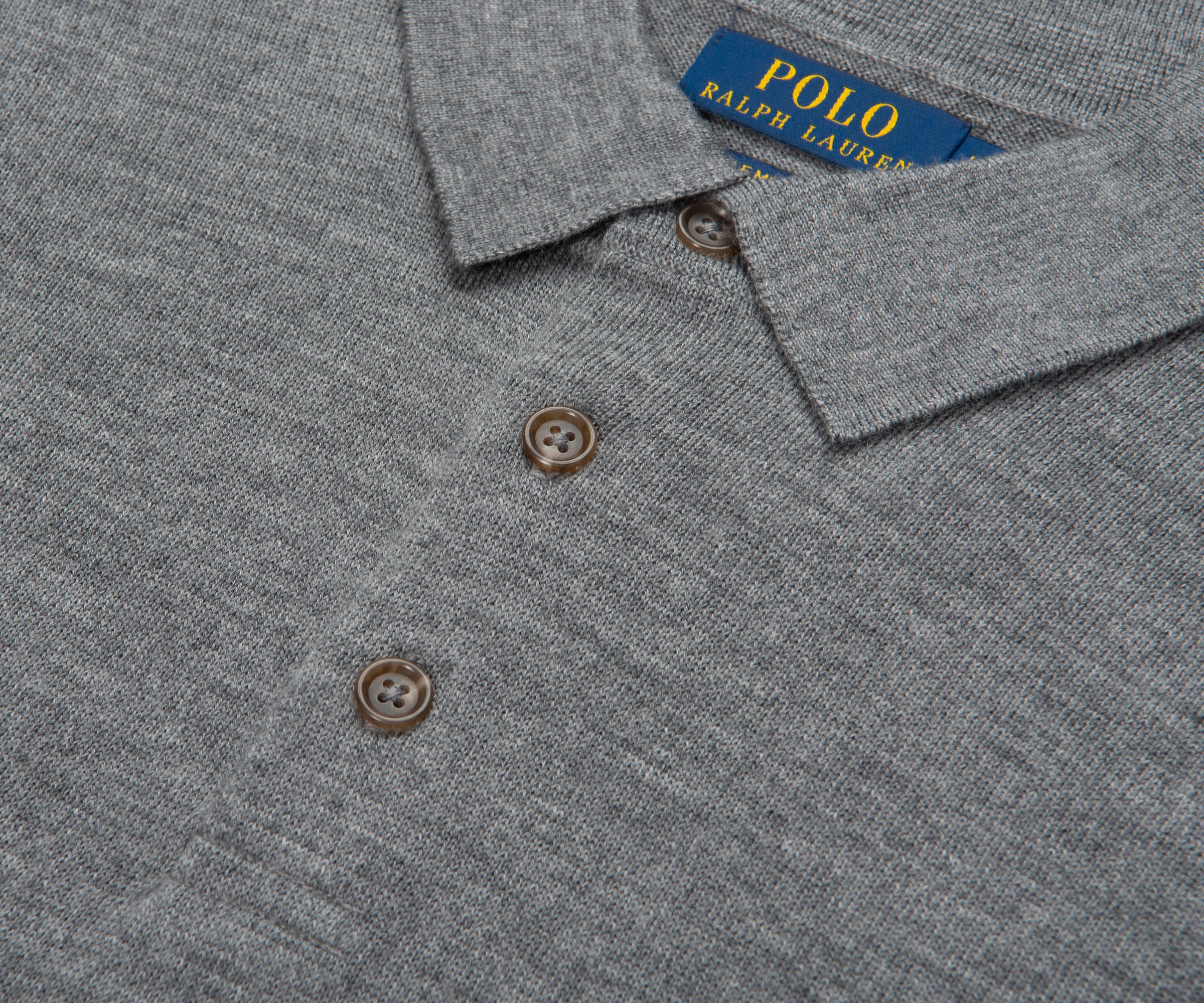Ralph Lauren Grey Merino Wool L/S Polo - Image 3