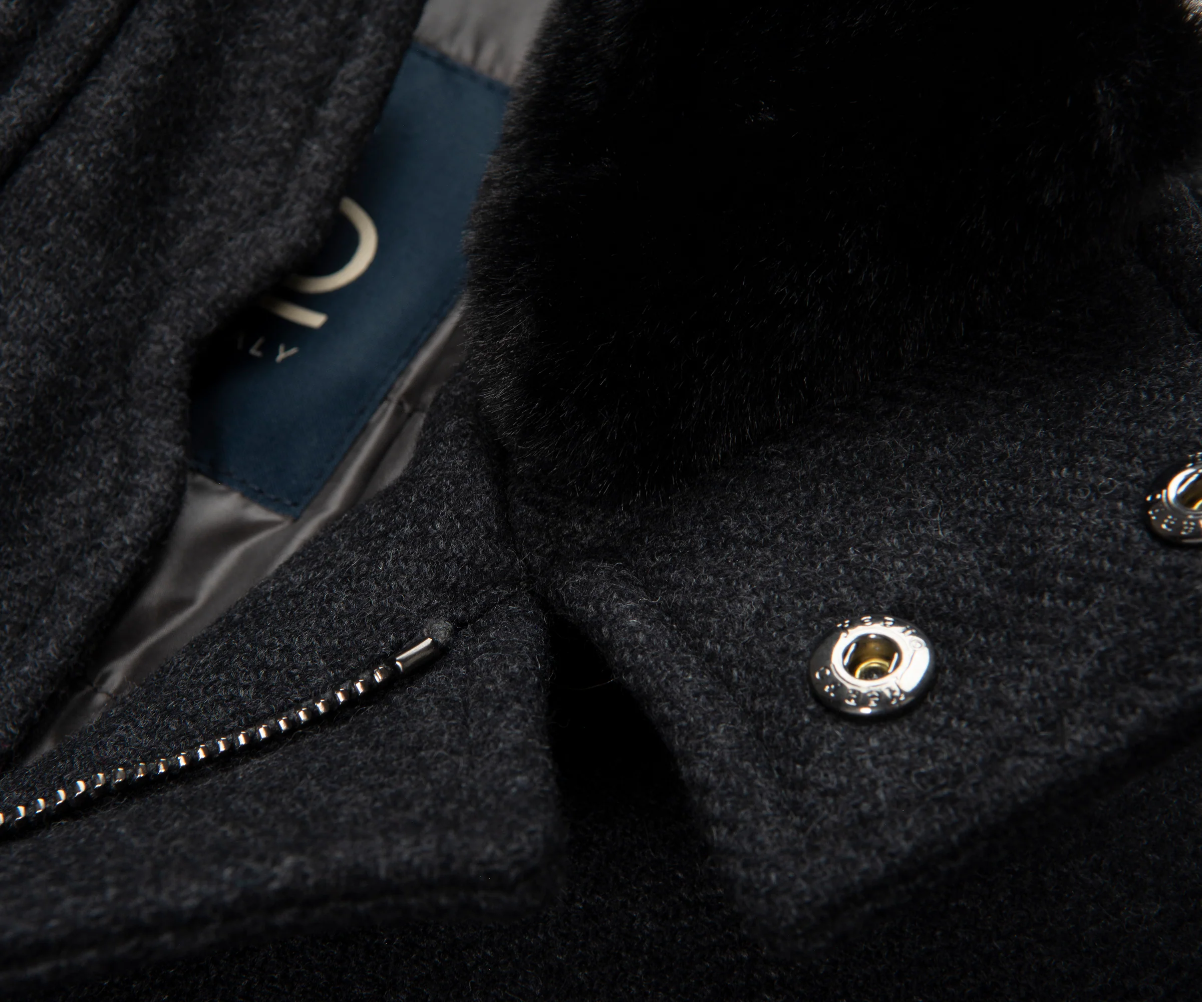 Herno Grey Fur Collard Woolen Overcoat - Image 4