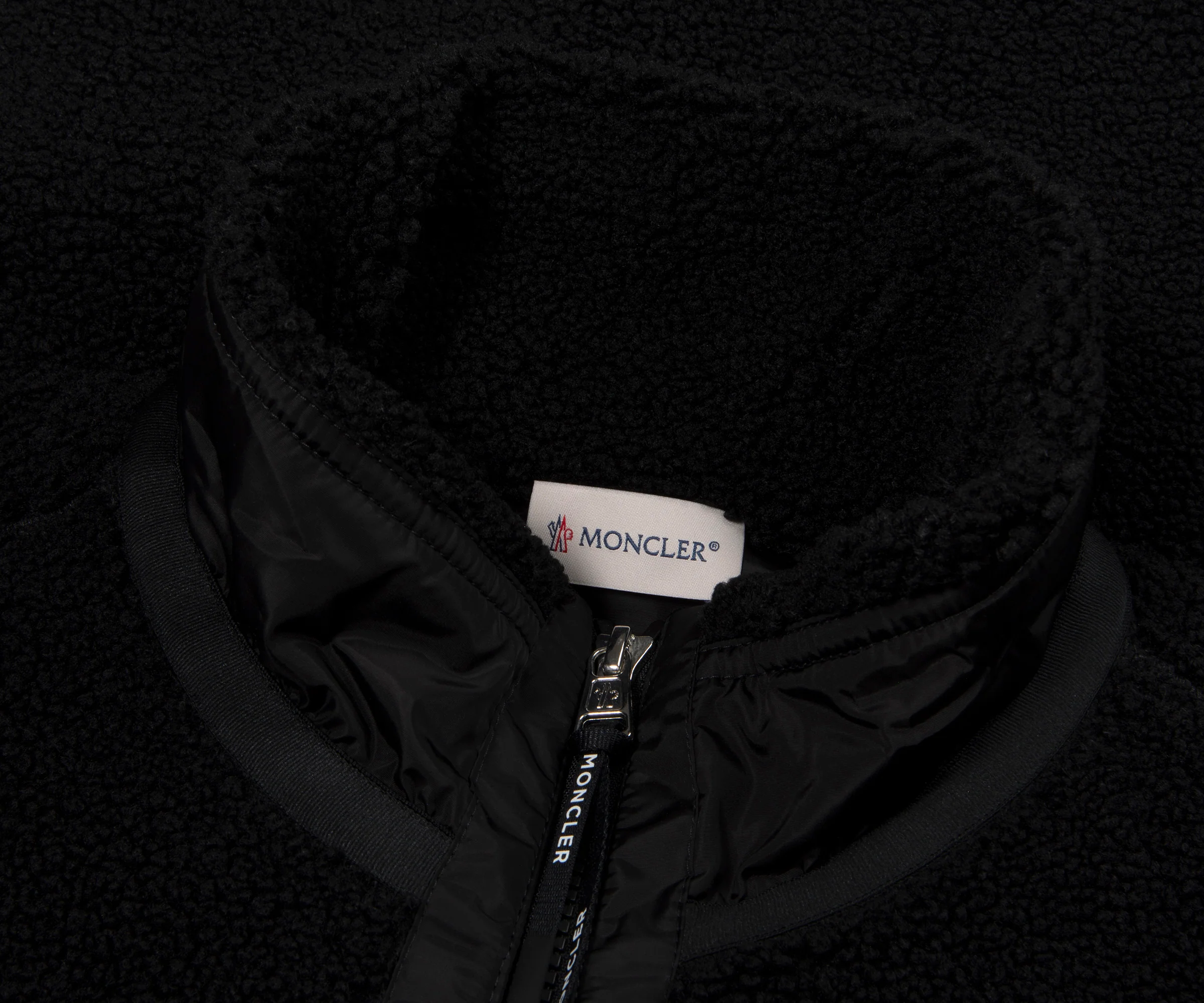 Moncler Black Teddy Zip Up Sweatshirt Chest Pocket - Image 2