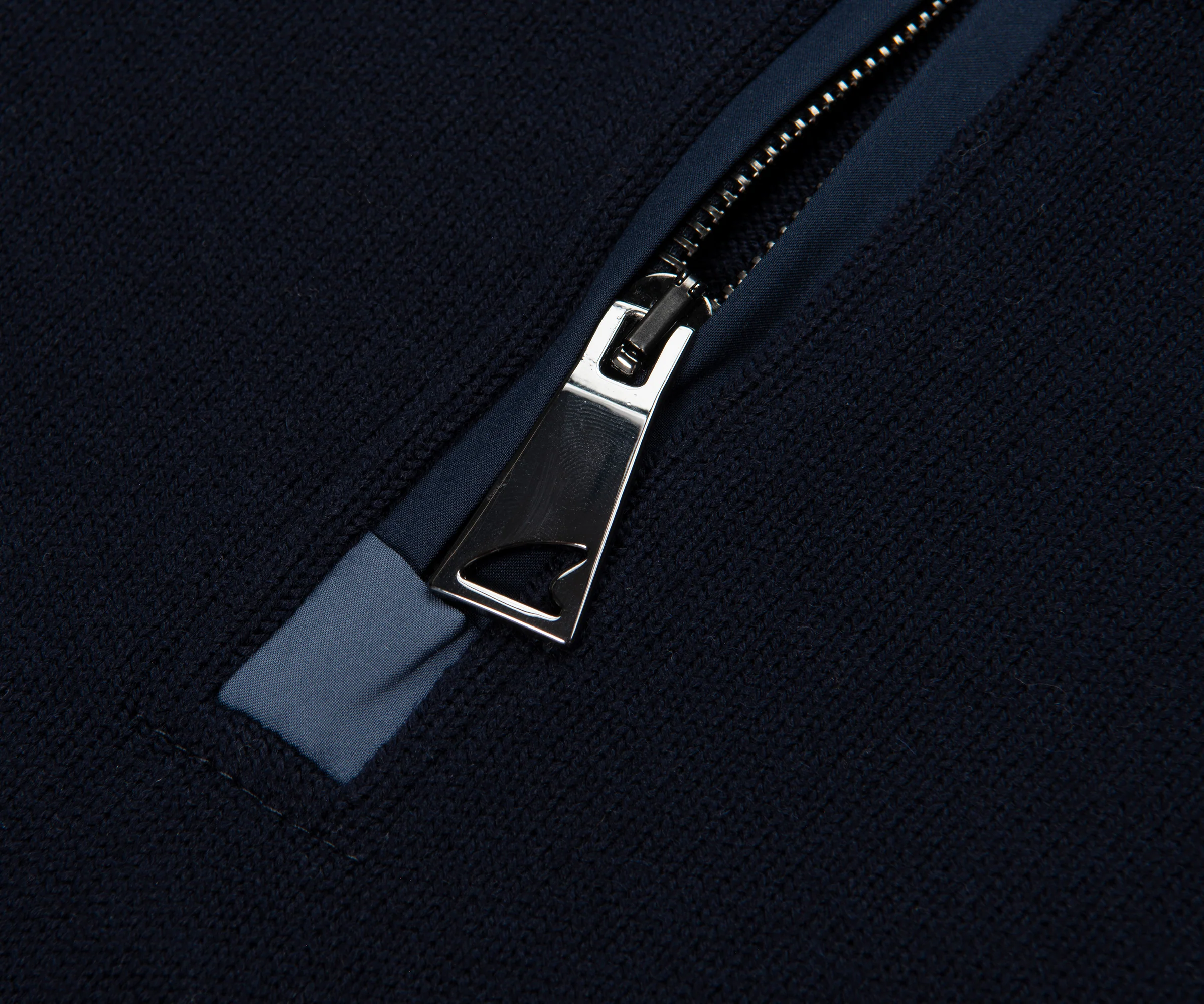 Paul & Shark Navy Knitted 1/4 with Brown Panelling - Image 3
