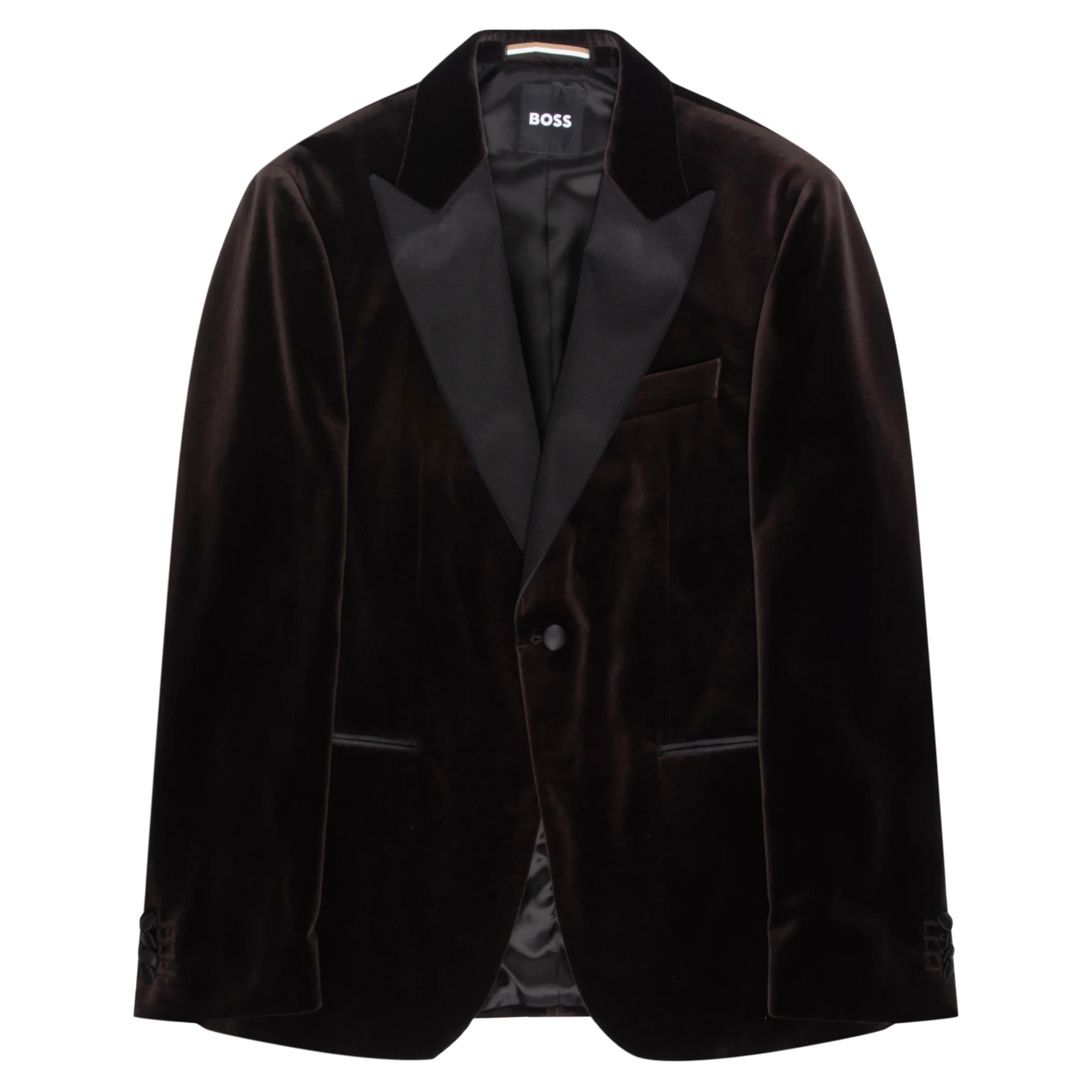 Boss Chocolate H Huston Slim Fit Velvet Cotton Suit
