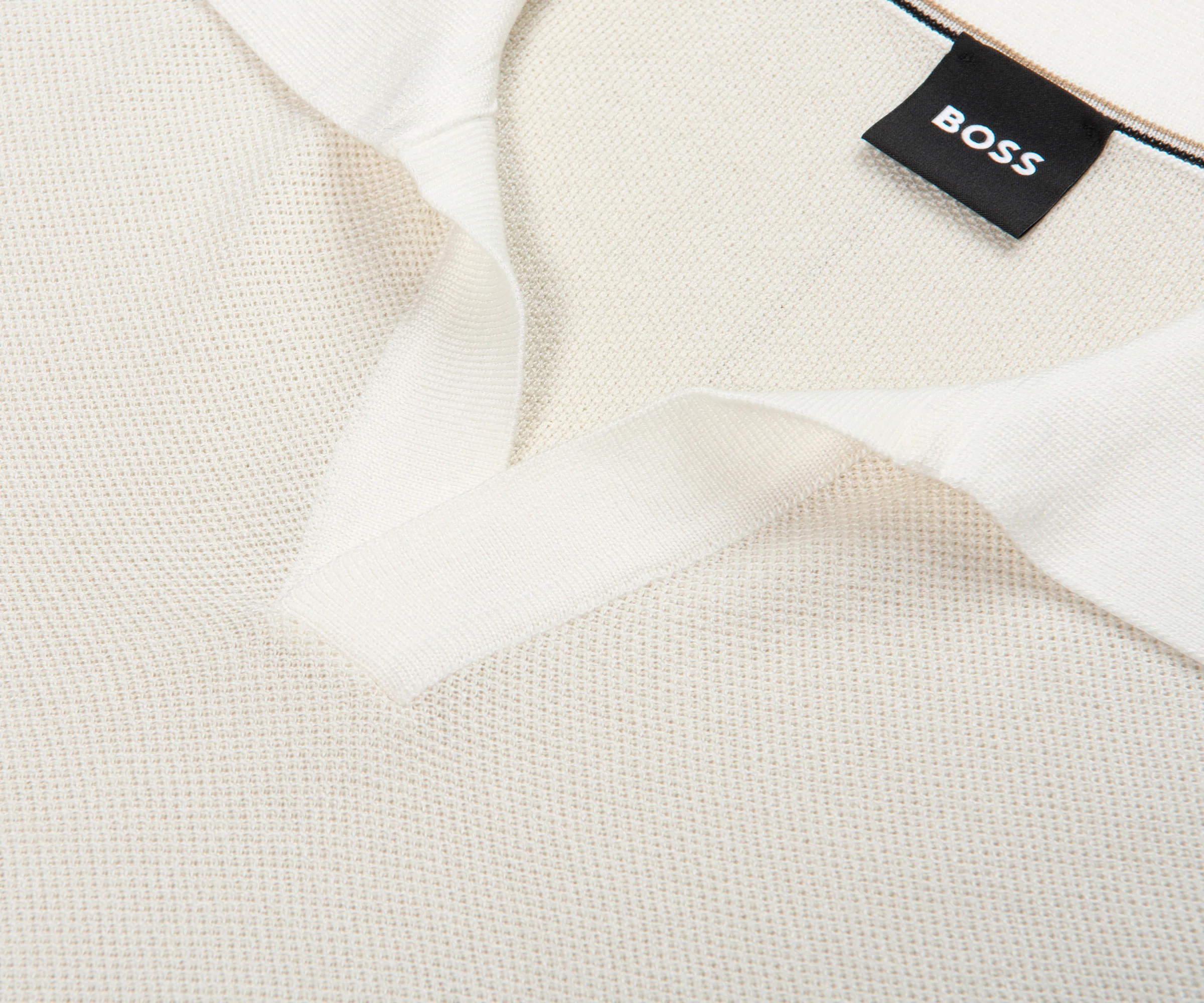 Boss H-Jianluca Knit Polo With Johnny Collar White - Image 3