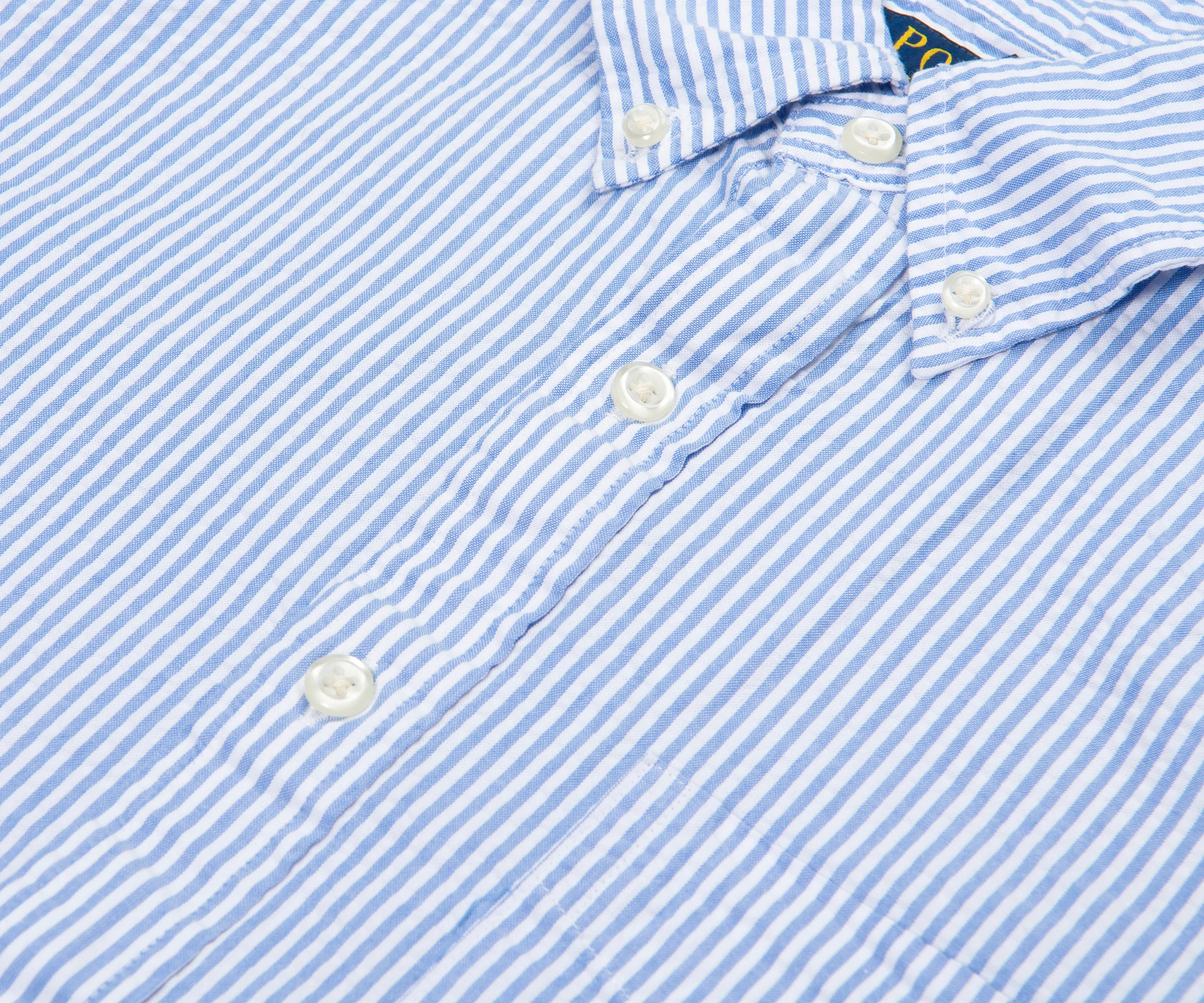 Ralph Lauren Blue/White Seersucker Stripe SS Shirt - Image 3