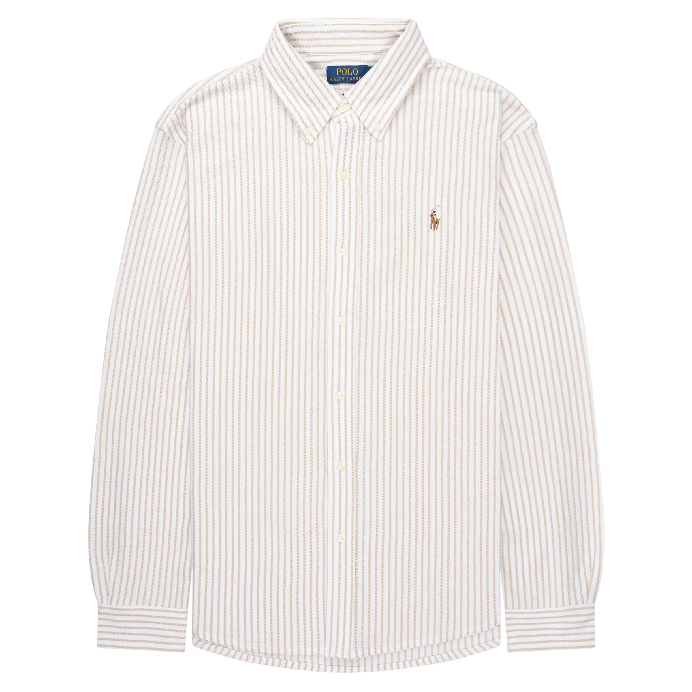 Ralph Lauren Cream/Brown Stripe Jersey LS Oxford Shirt