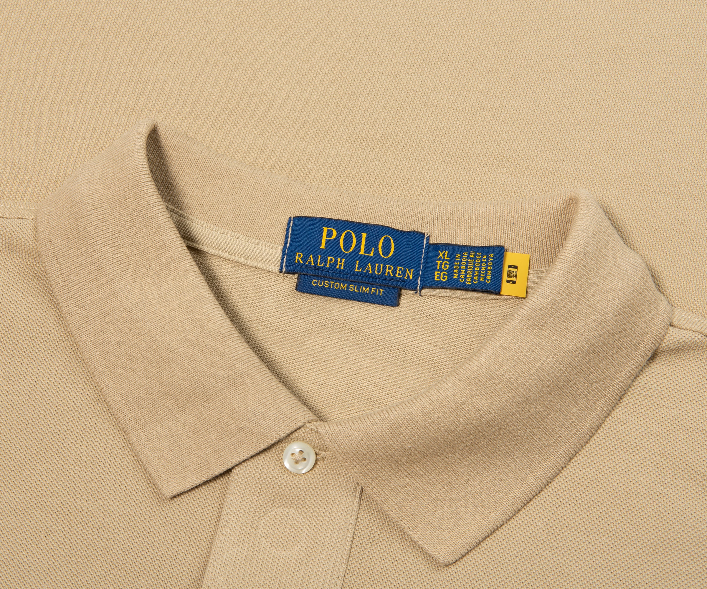 Ralph Lauren Khaki Stretch Mesh Slim Fit Polo - Image 2