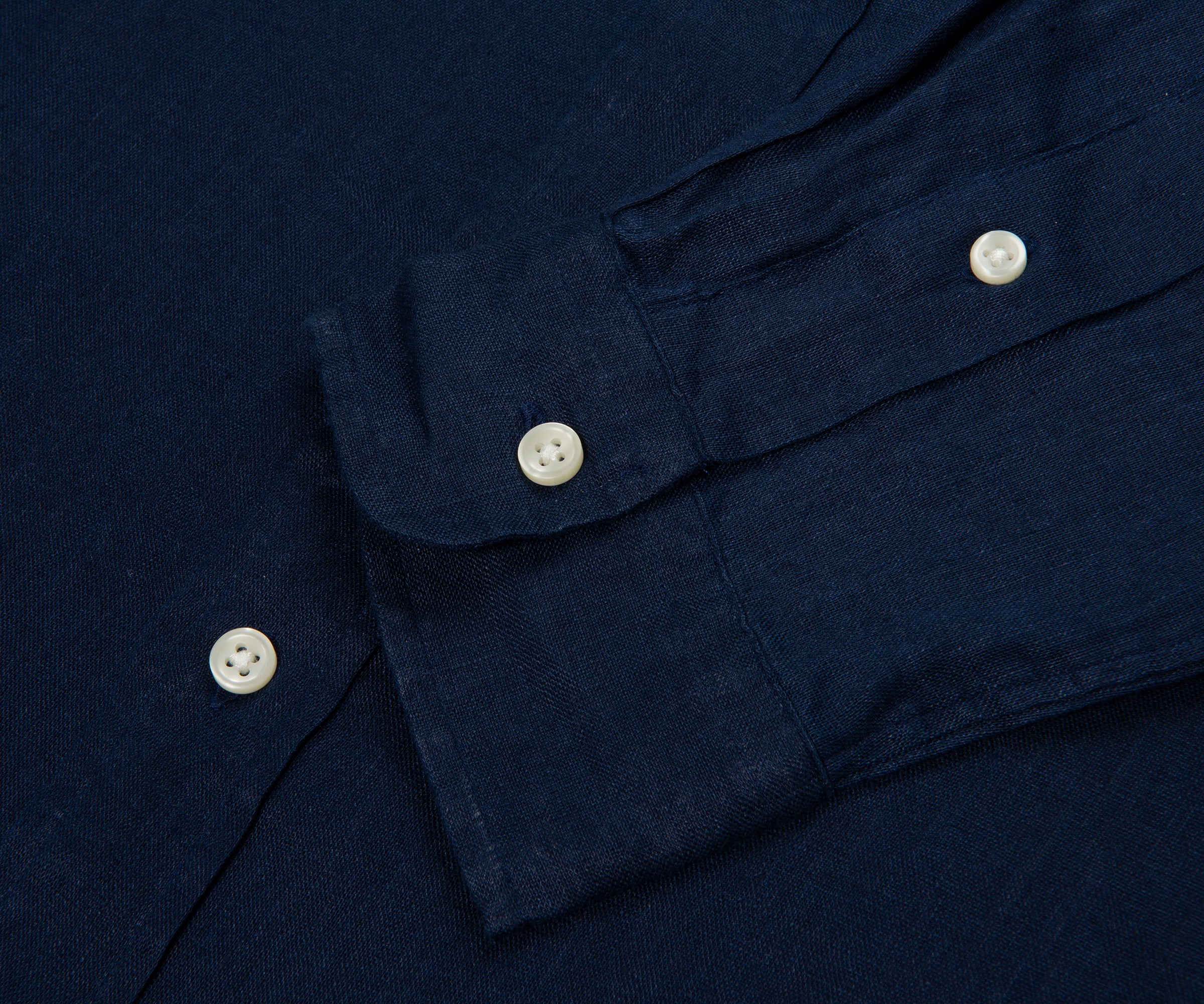 Ralph Lauren Navy Custom Fit Linen Shirt - Image 5