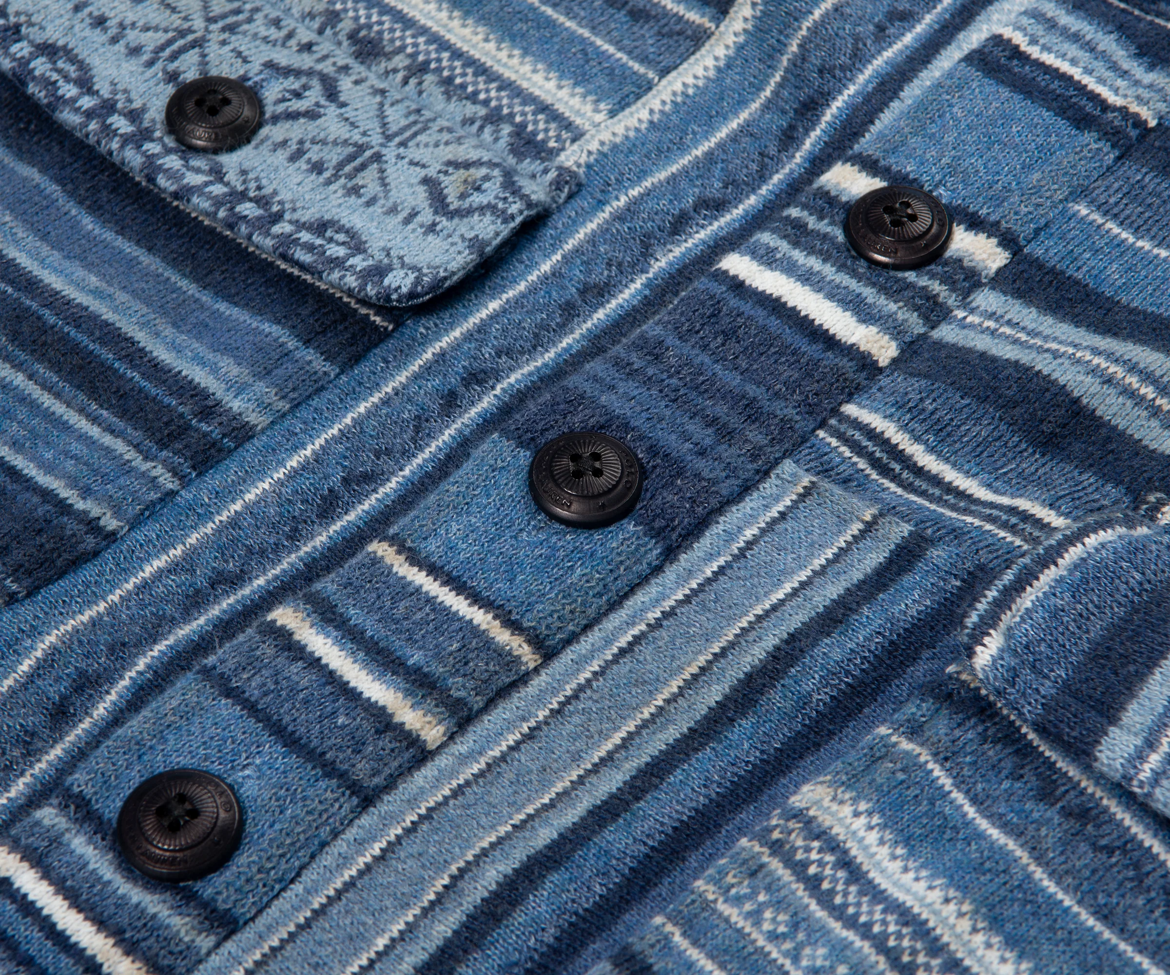 Ralph Lauren Navy Patchwork Cotton Shawl Cardigan - Image 4