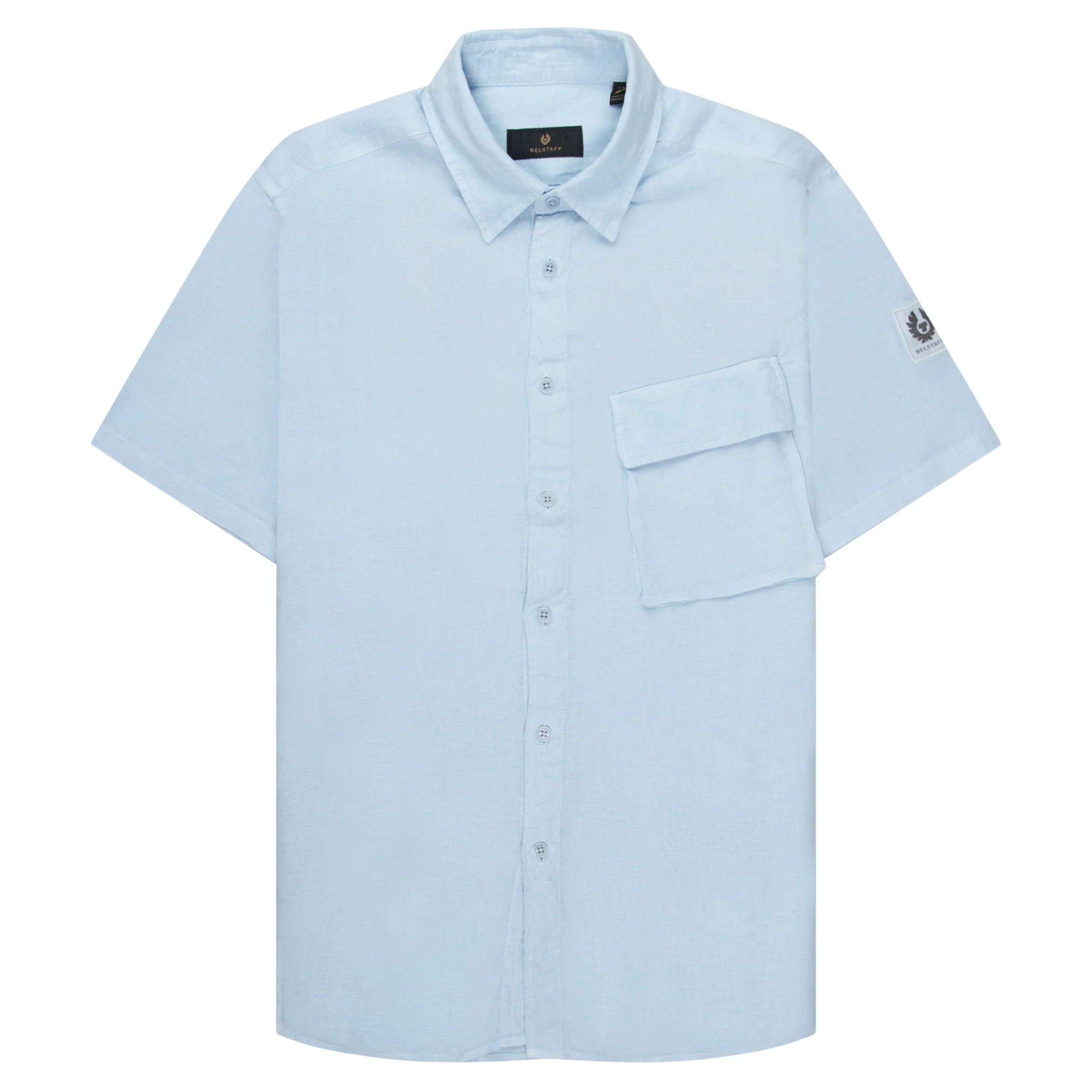 Belstaff Sky Blue Scale SS Linen Shirt