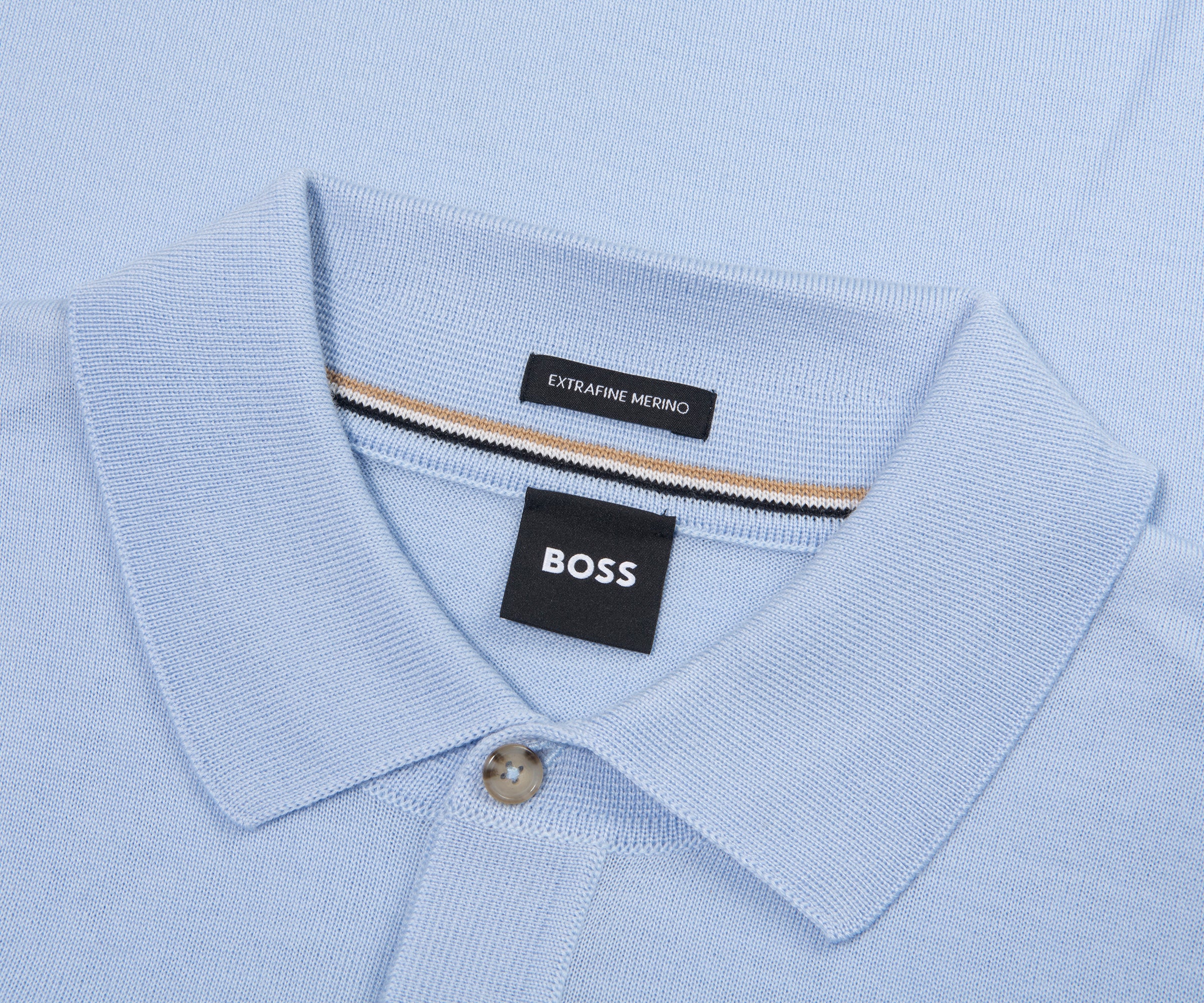 Boss H Nolano Light Blue Knitted SS Polo - Image 2