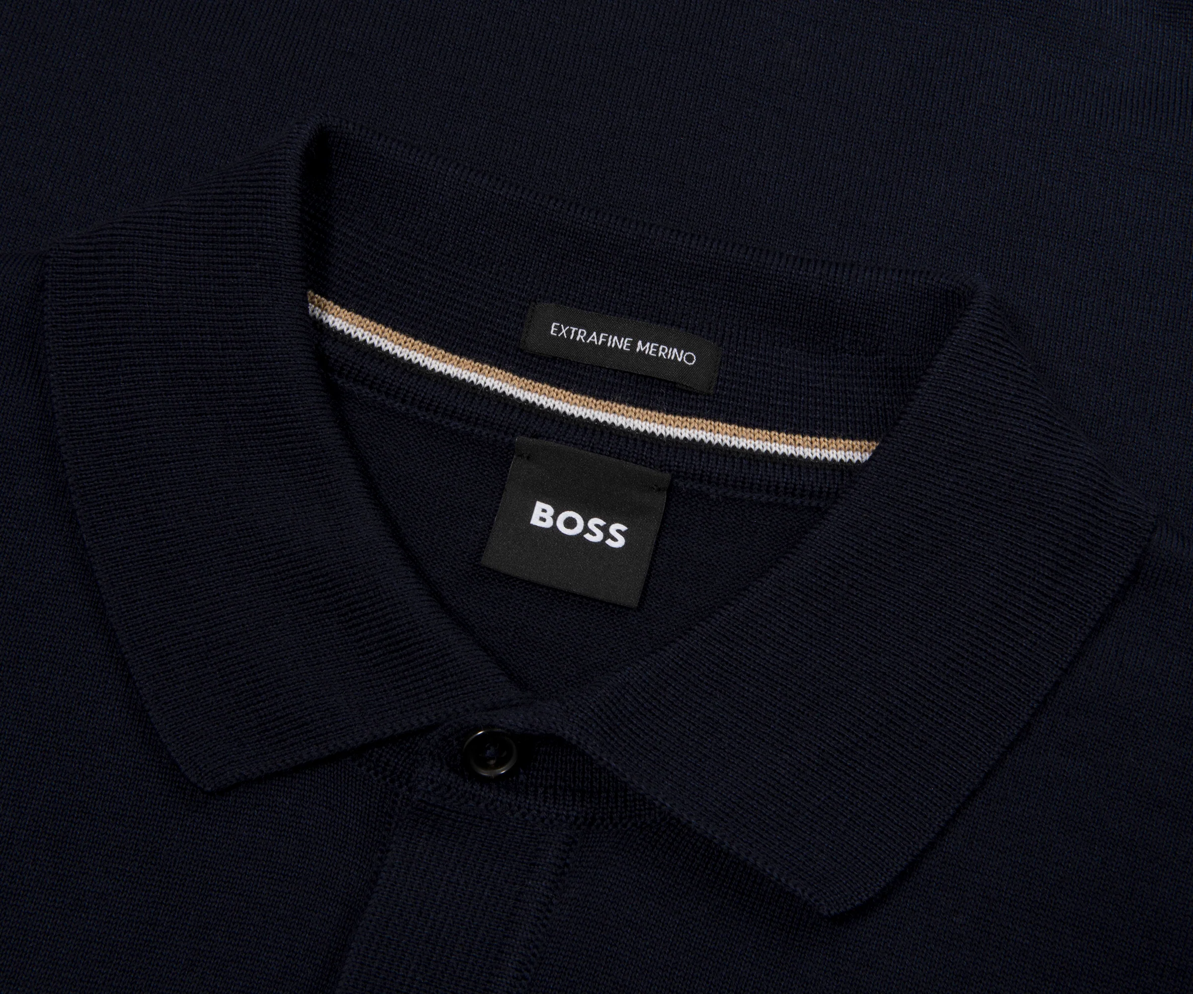 Boss H Nolano Navy Knitted SS Polo - Image 2