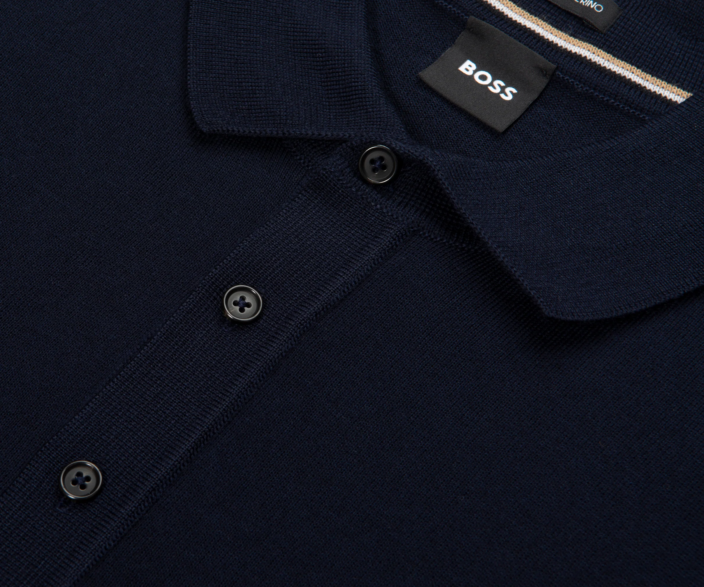 Boss H Nolano Navy Knitted SS Polo - Image 3