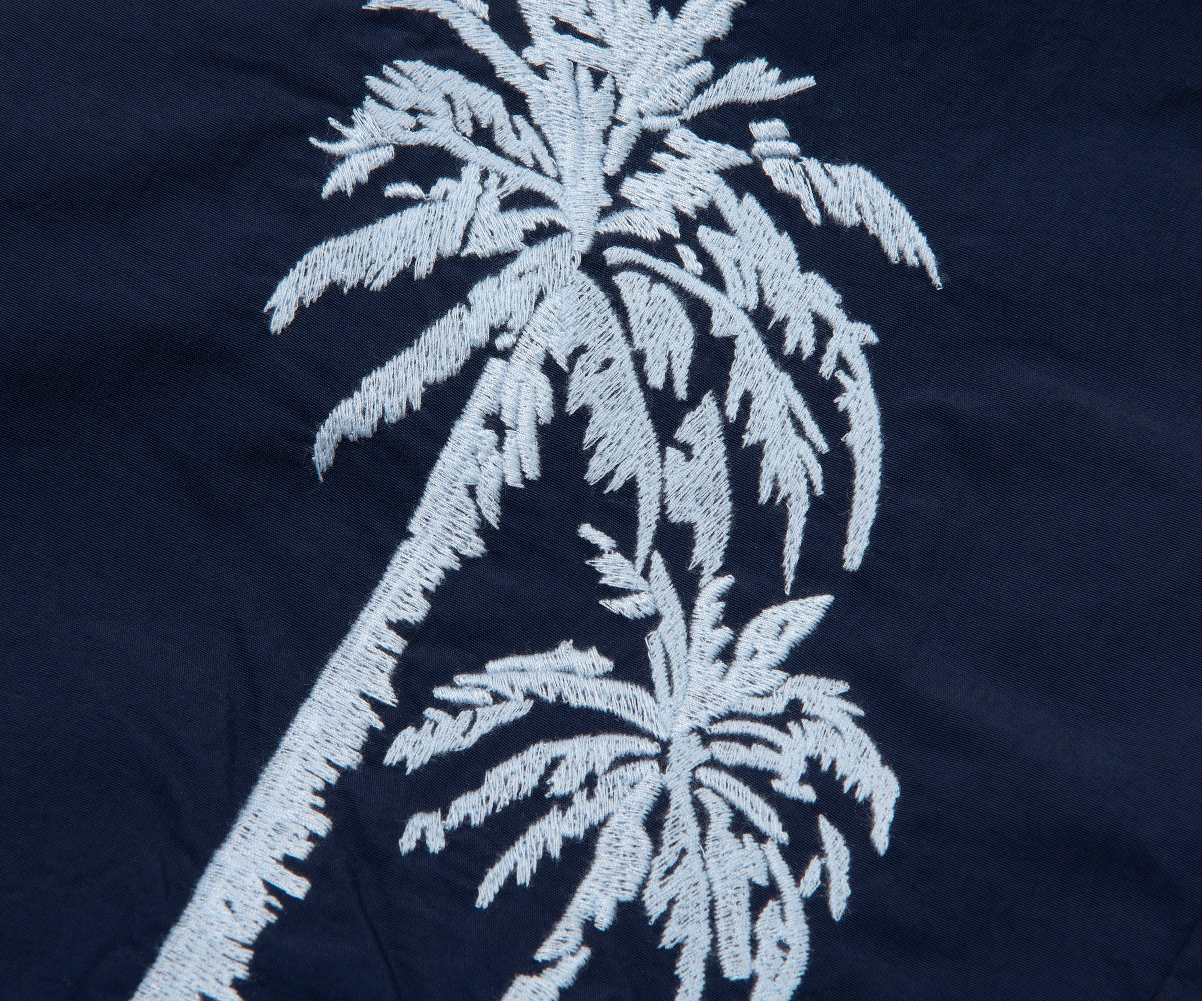 Boss Navy Palm Tree Embroidered Swim Shorts - Image 5