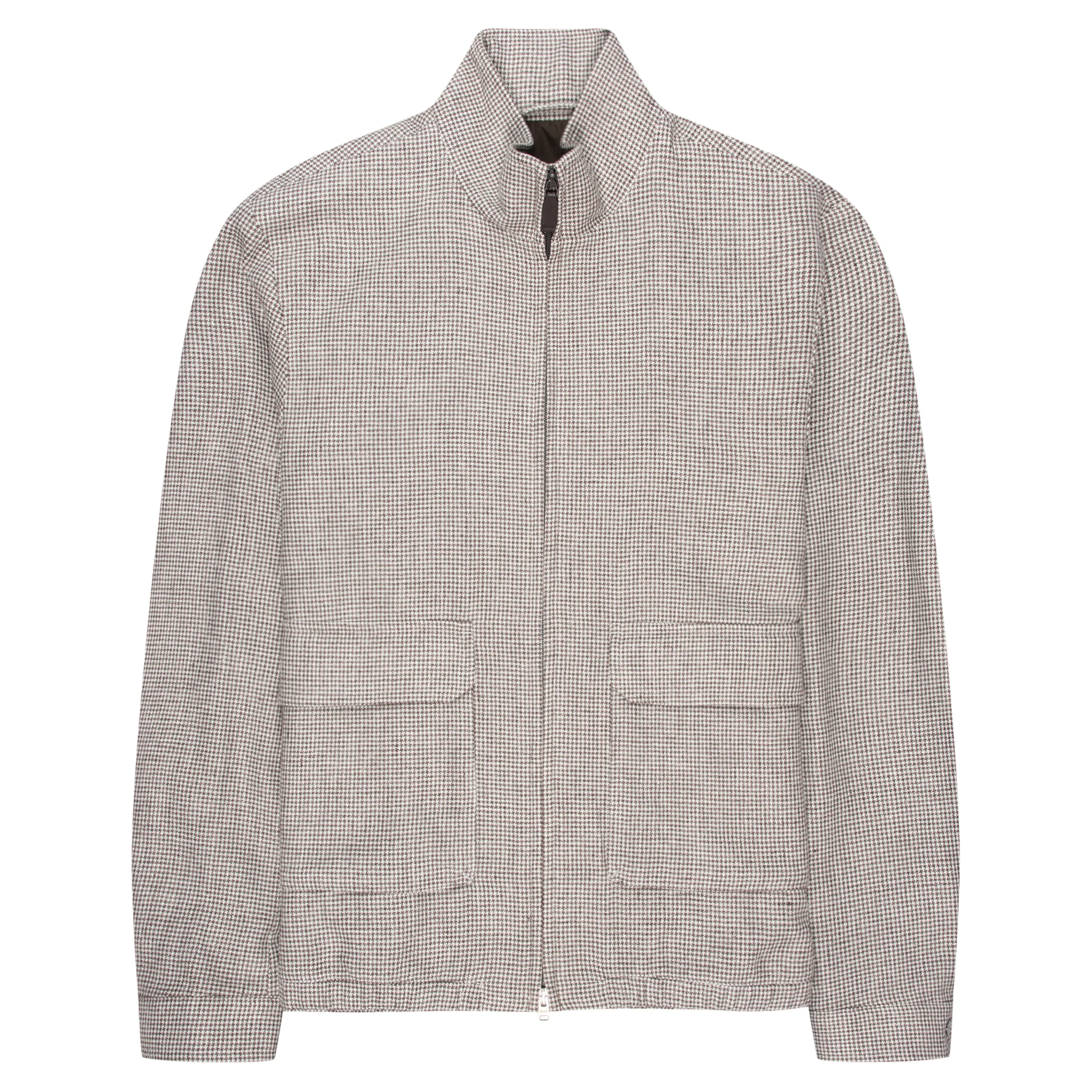 Herno Cream/Brown Puppytooth Pied De Poule Linen Blouson