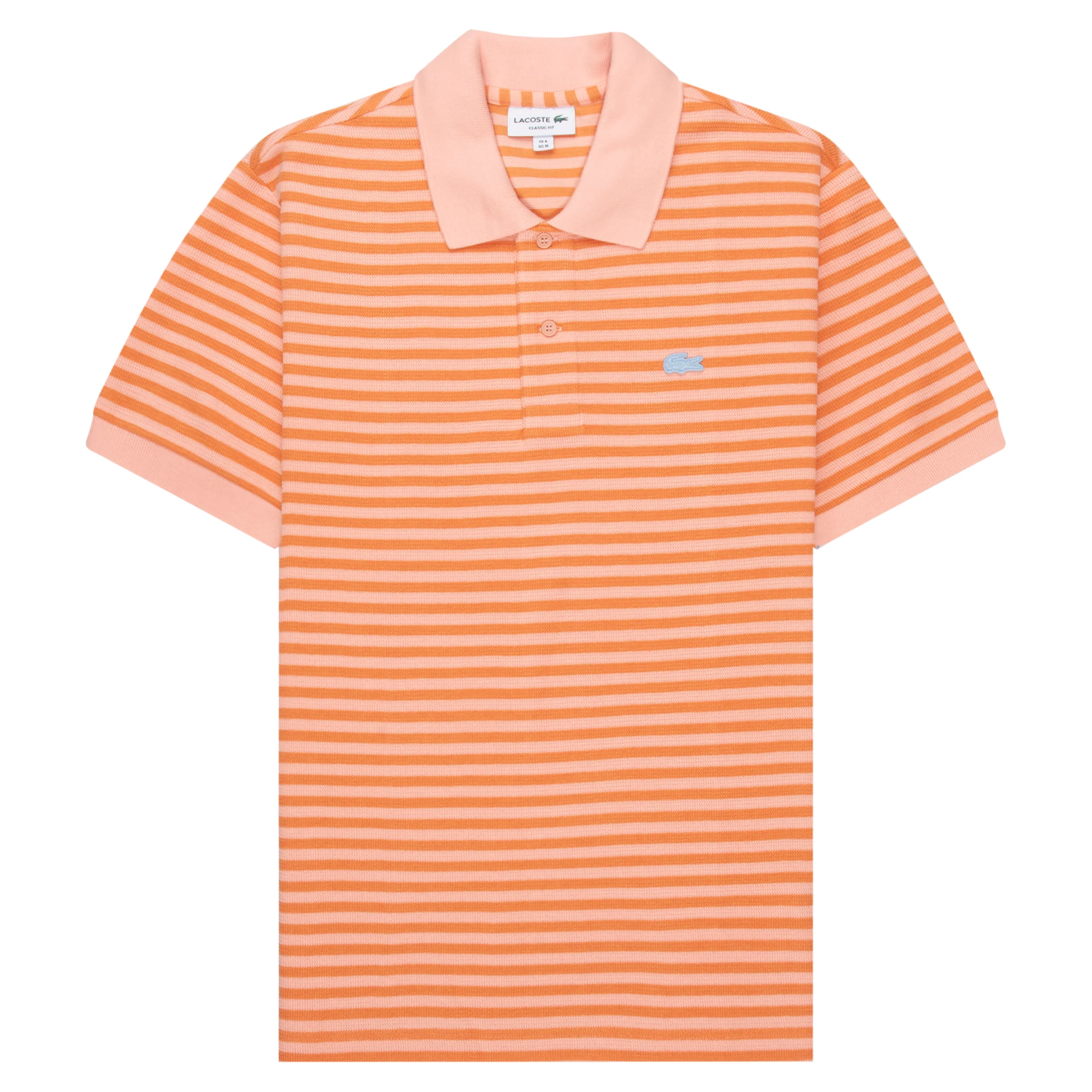 Lacoste Orange/Peach Knitted Striped Polo