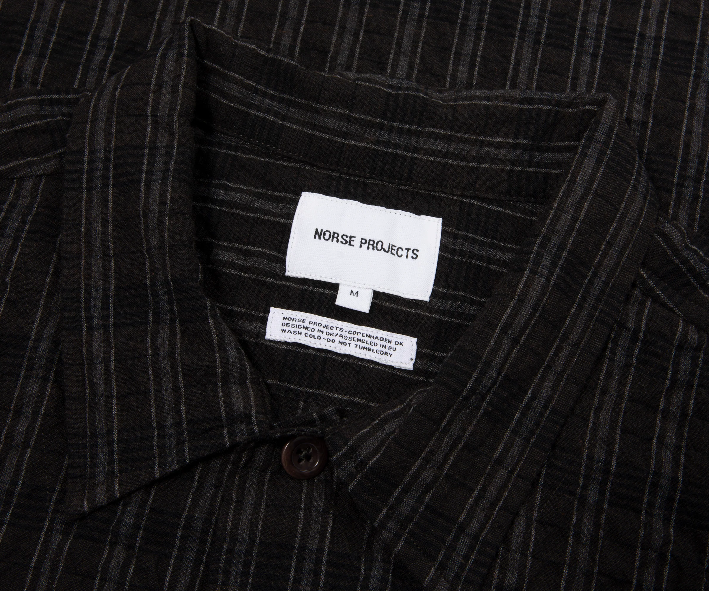 Norse Projects Brown/Grey Mols Striped SS Camp Shirt - Image 2