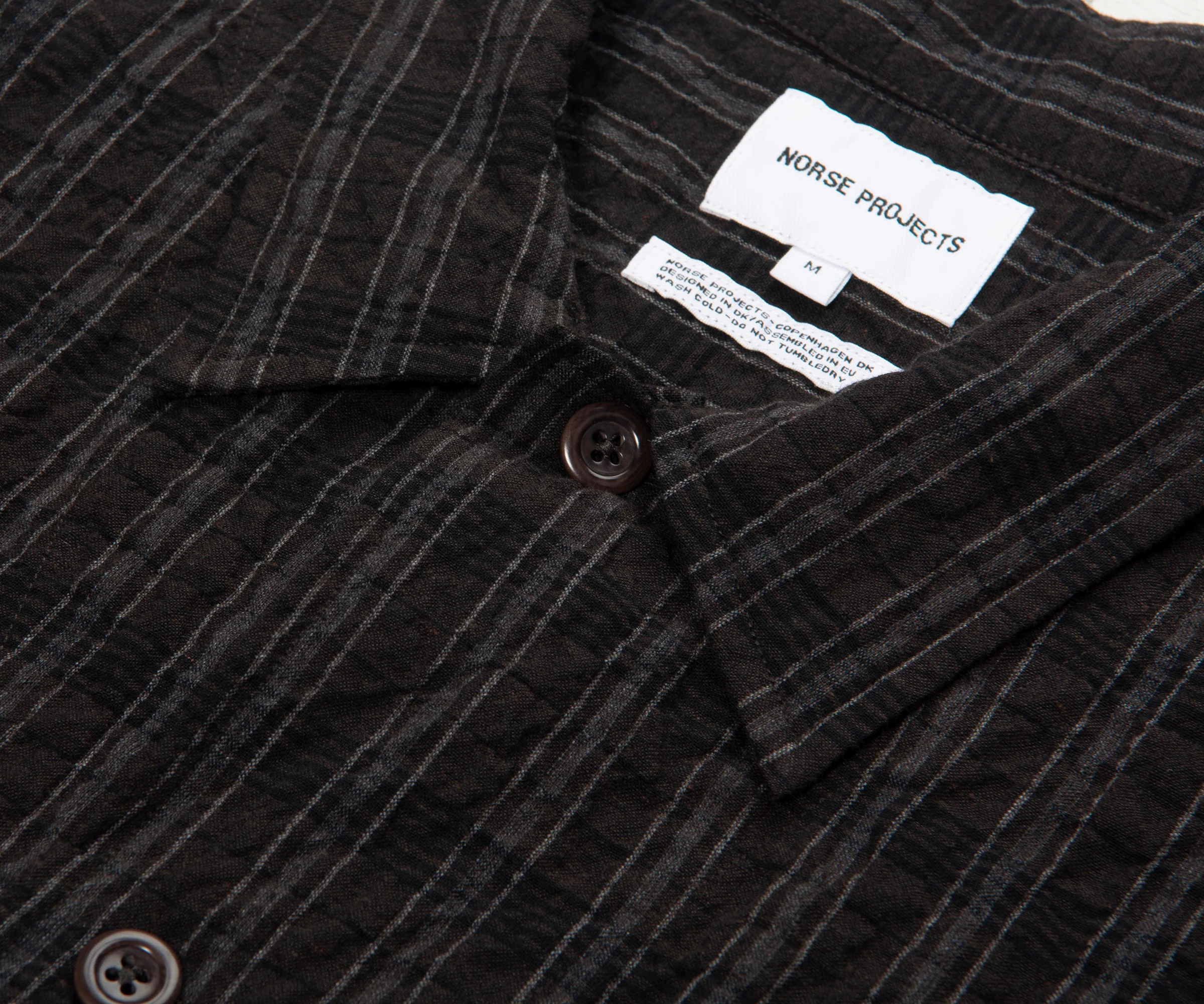 Norse Projects Brown/Grey Mols Striped SS Camp Shirt - Image 3