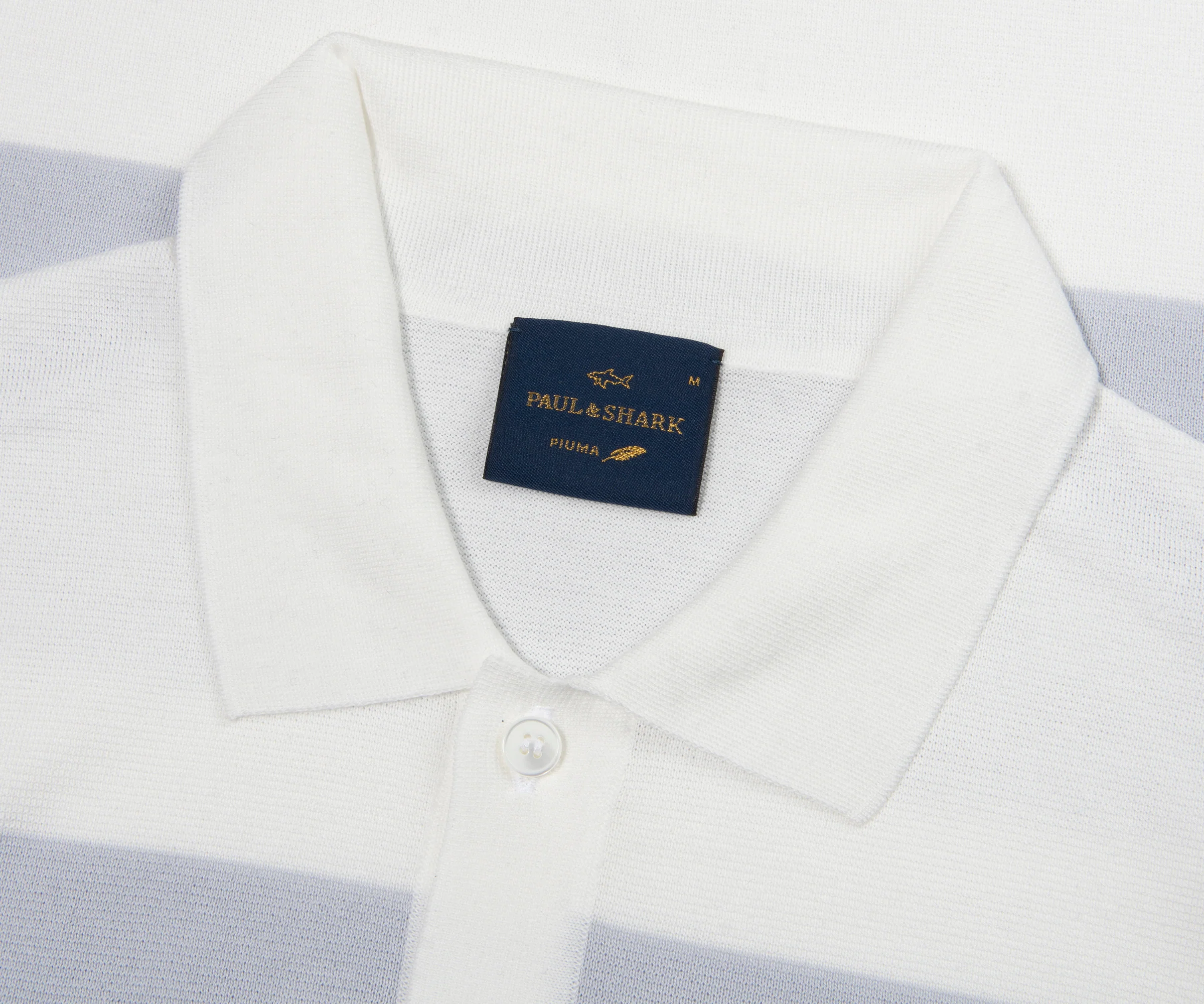 Paul & Shark White/Blue Fade Stripe Cotton Polo - Image 2