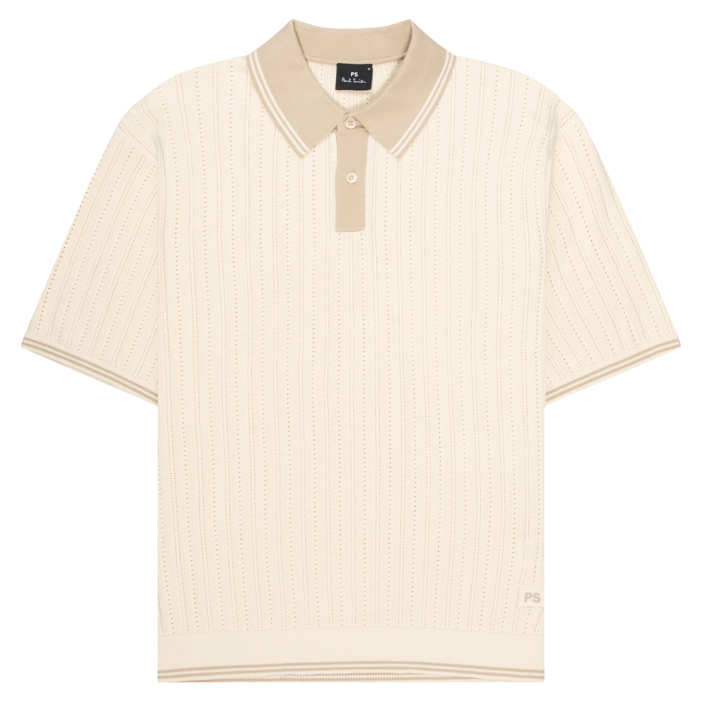 Paul Smith Cream Knitted Detailed Polo