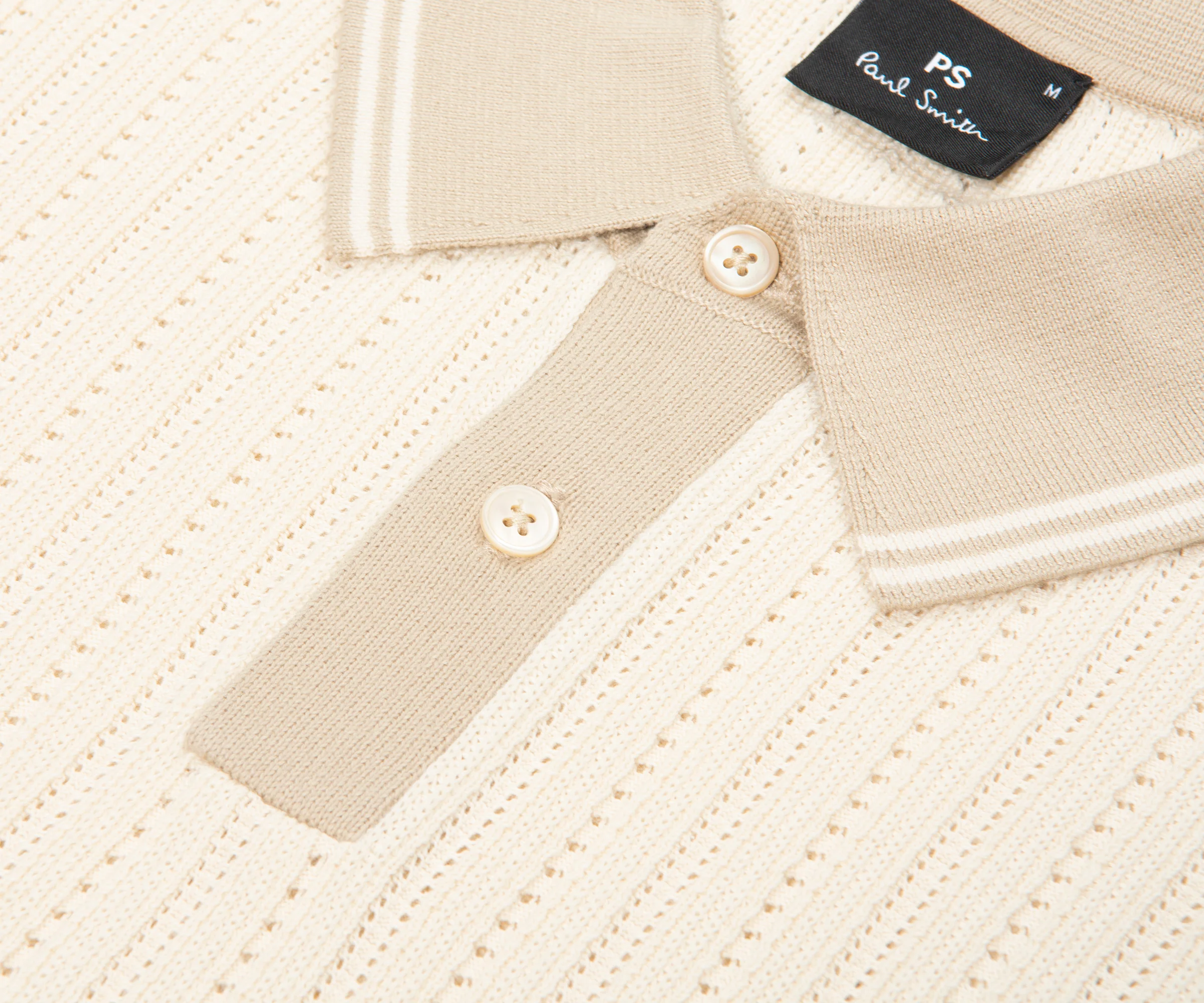Paul Smith Cream Knitted Detailed Polo - Image 3