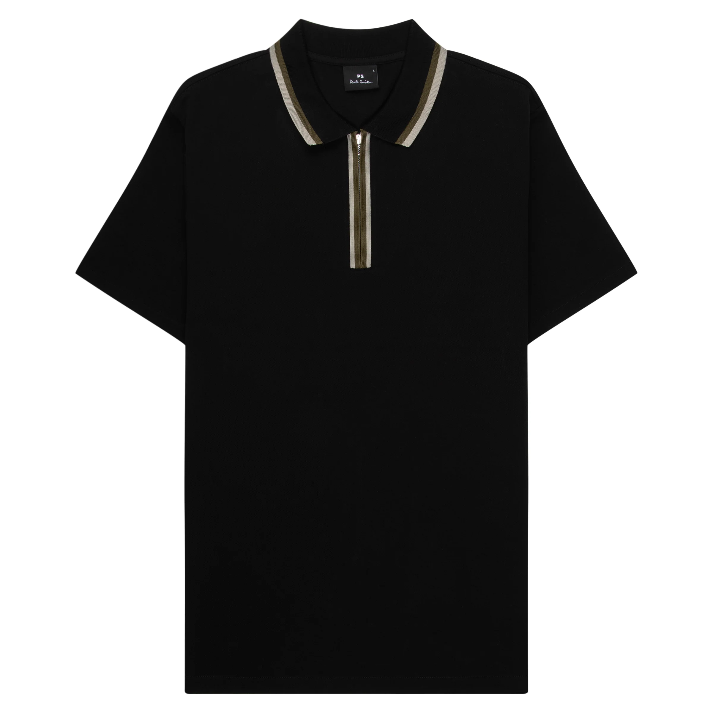 Paul Smith Green Trimmed Black Zip-Up Polo
