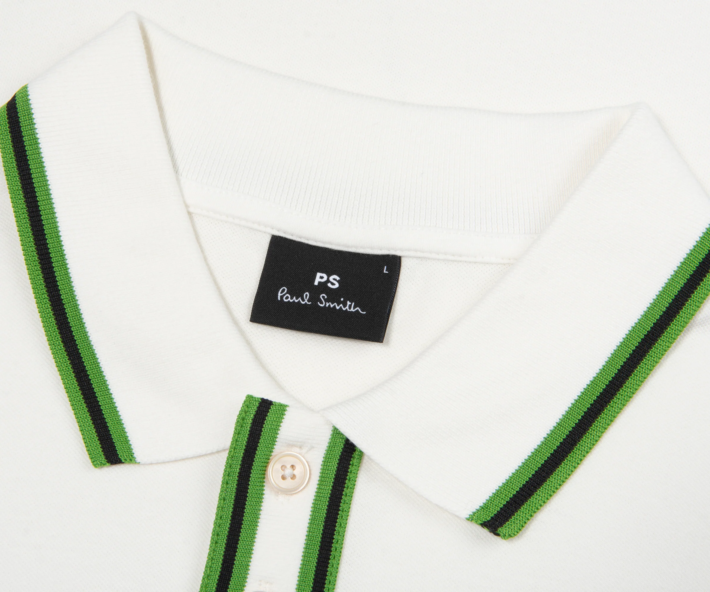 Paul Smith Green/White Contrast Tipping Polo - Image 2