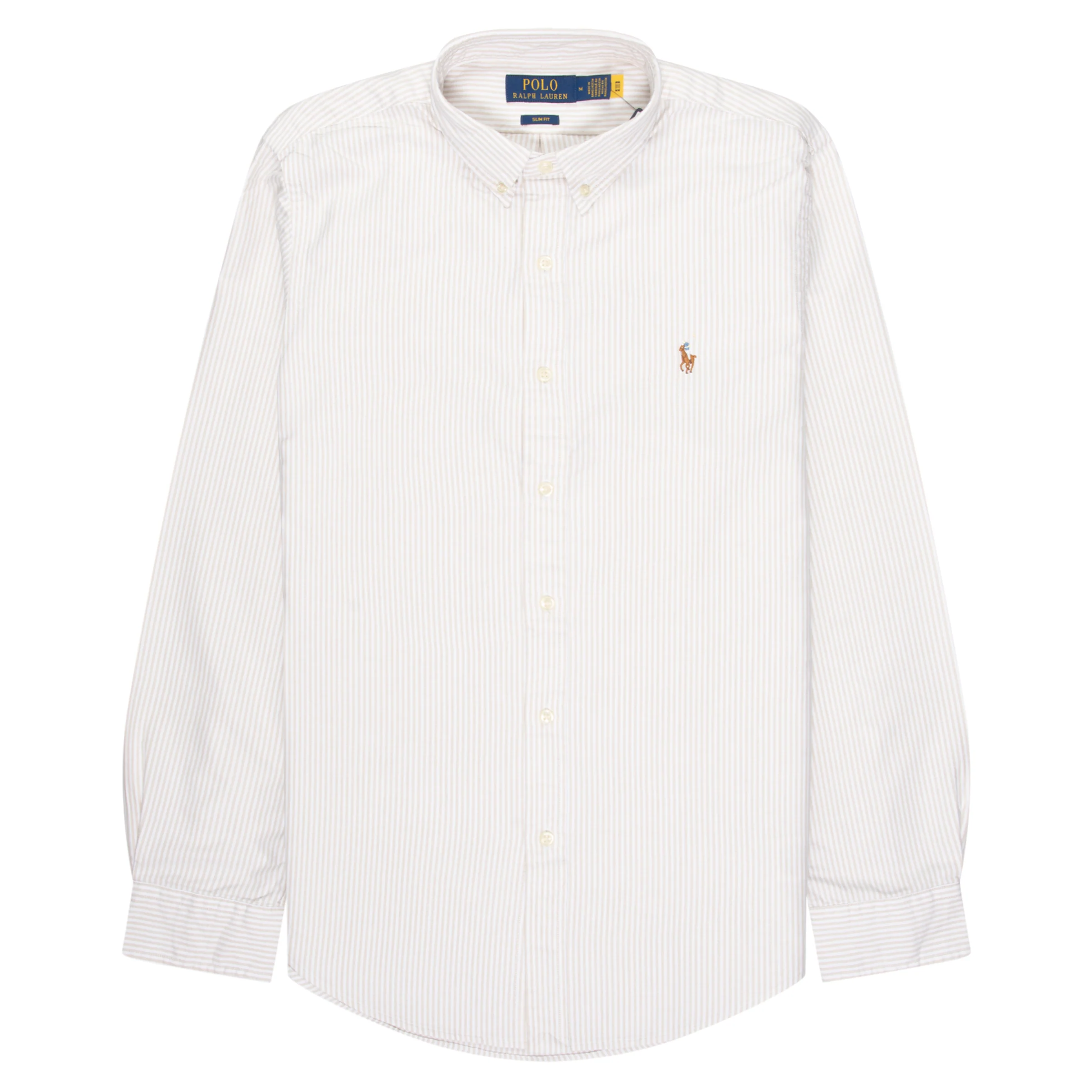 Ralph Lauren Cream/Beige Stripe Cotton Slim Fit Shirt