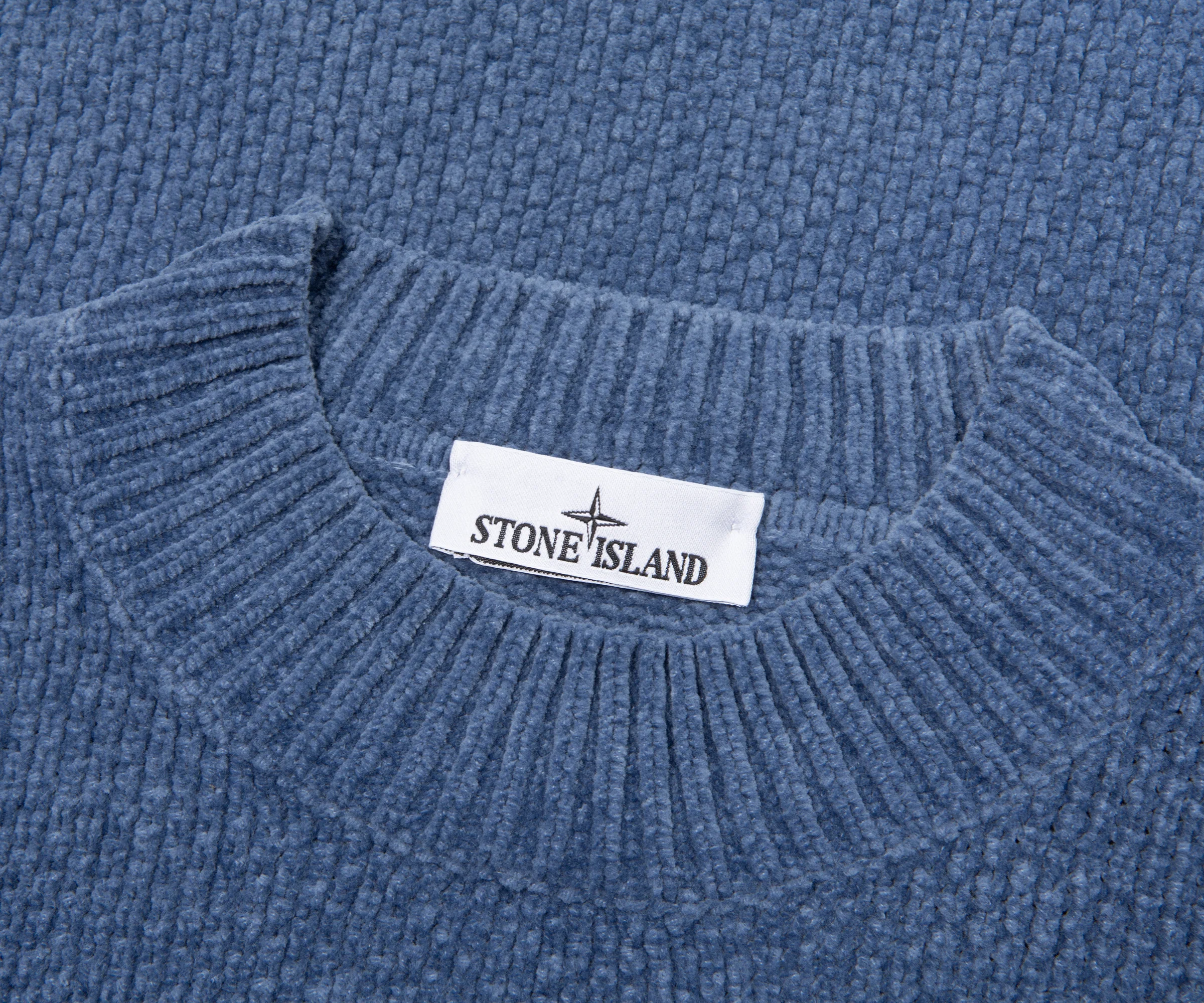 Stone Island Avio Blue Waffle Knitted Sweater - Image 2