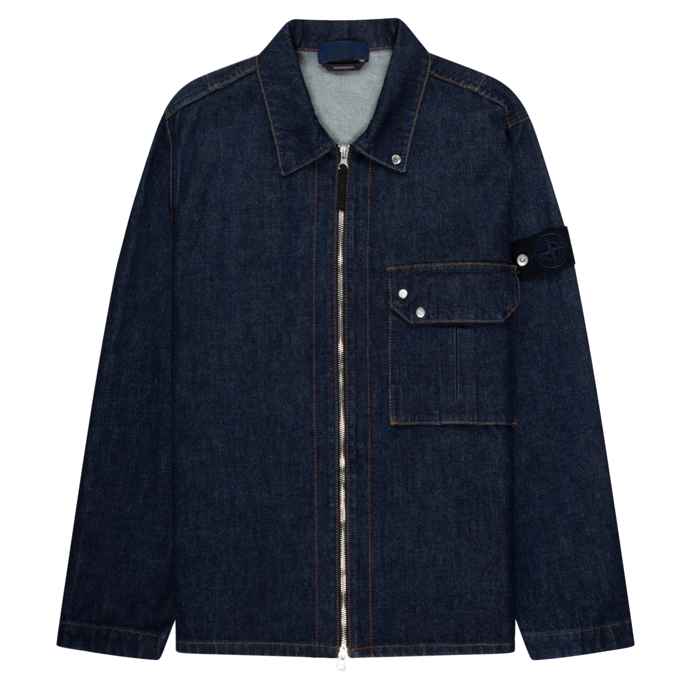 Stone Island Indigo Denim Rinsed Full Zip jacket