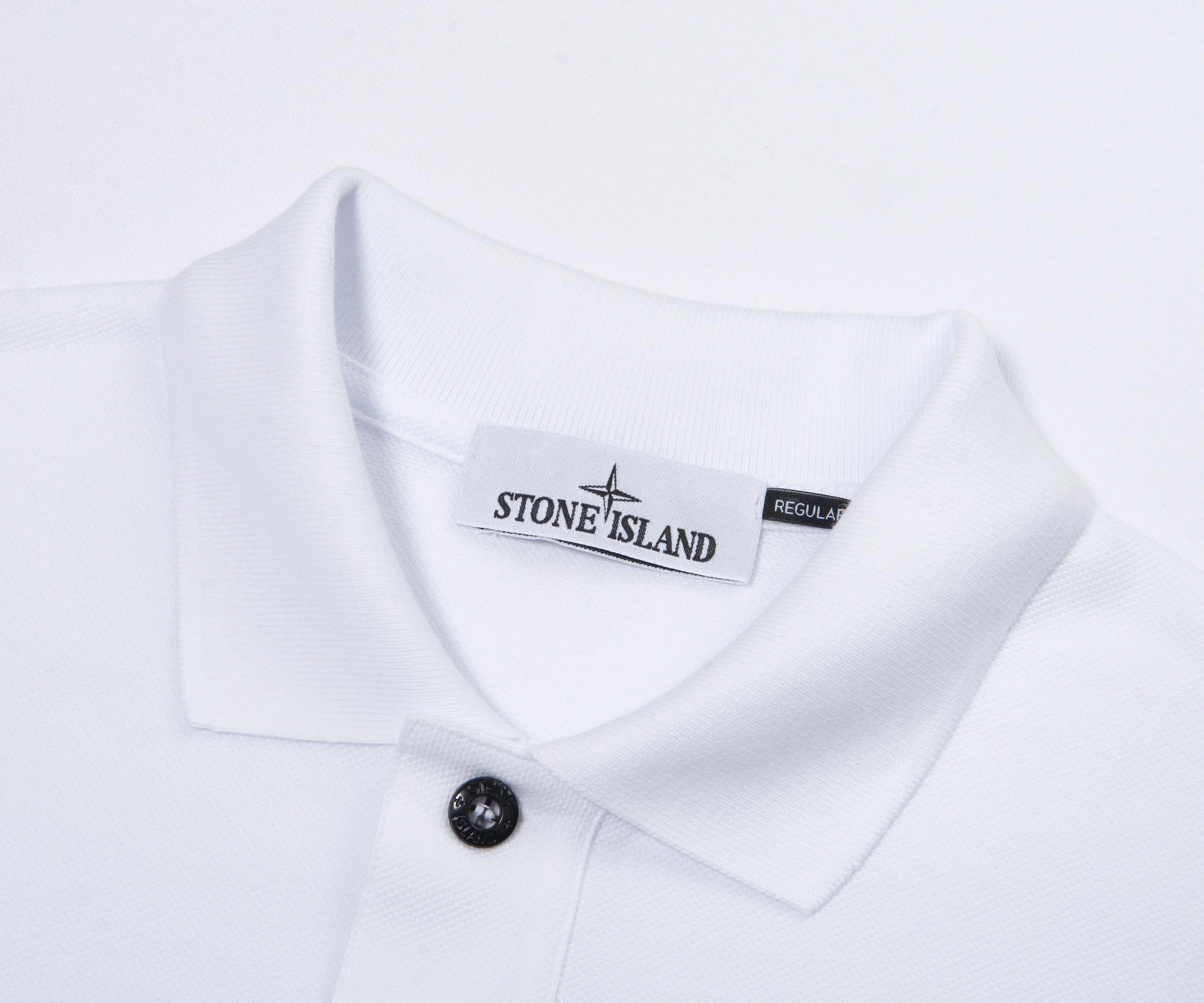 Stone Island White Signature Embroidered Logo Polo - Image 2